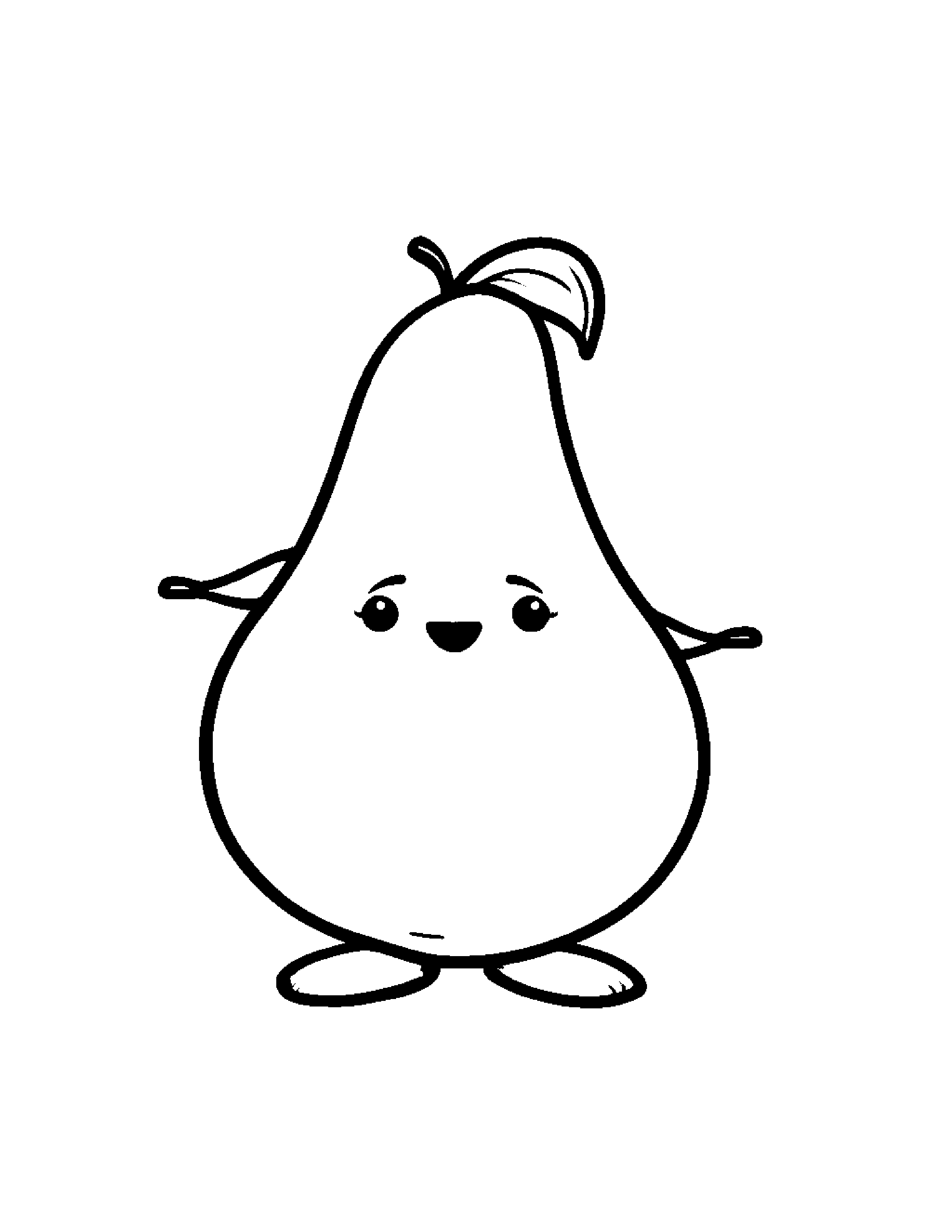 Pear With A Cute Hat #5 Coloring Page (Free Printable PDF)
