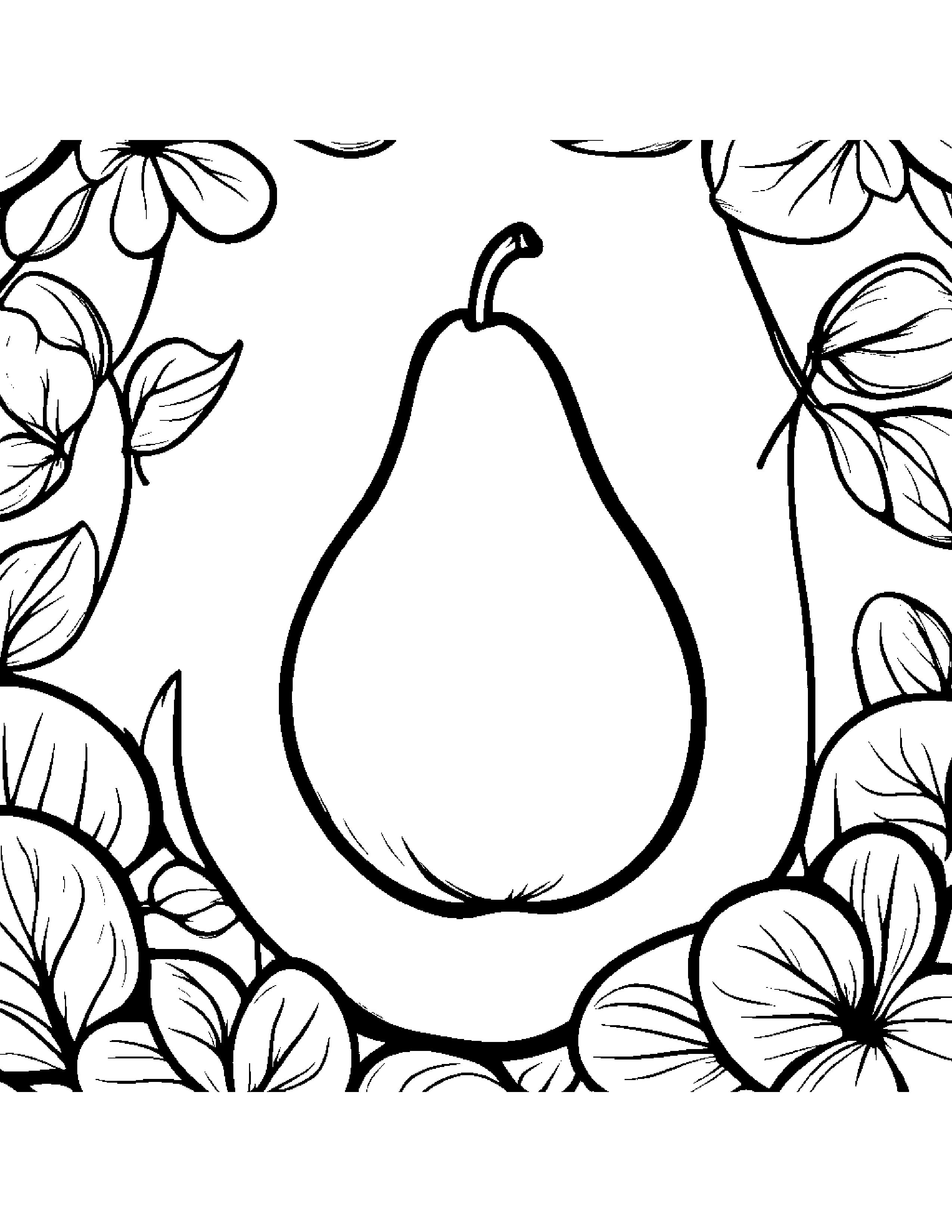 Pear With A Little Heart In A Cozy Garden #3 Coloring Page (Free Printable PDF)