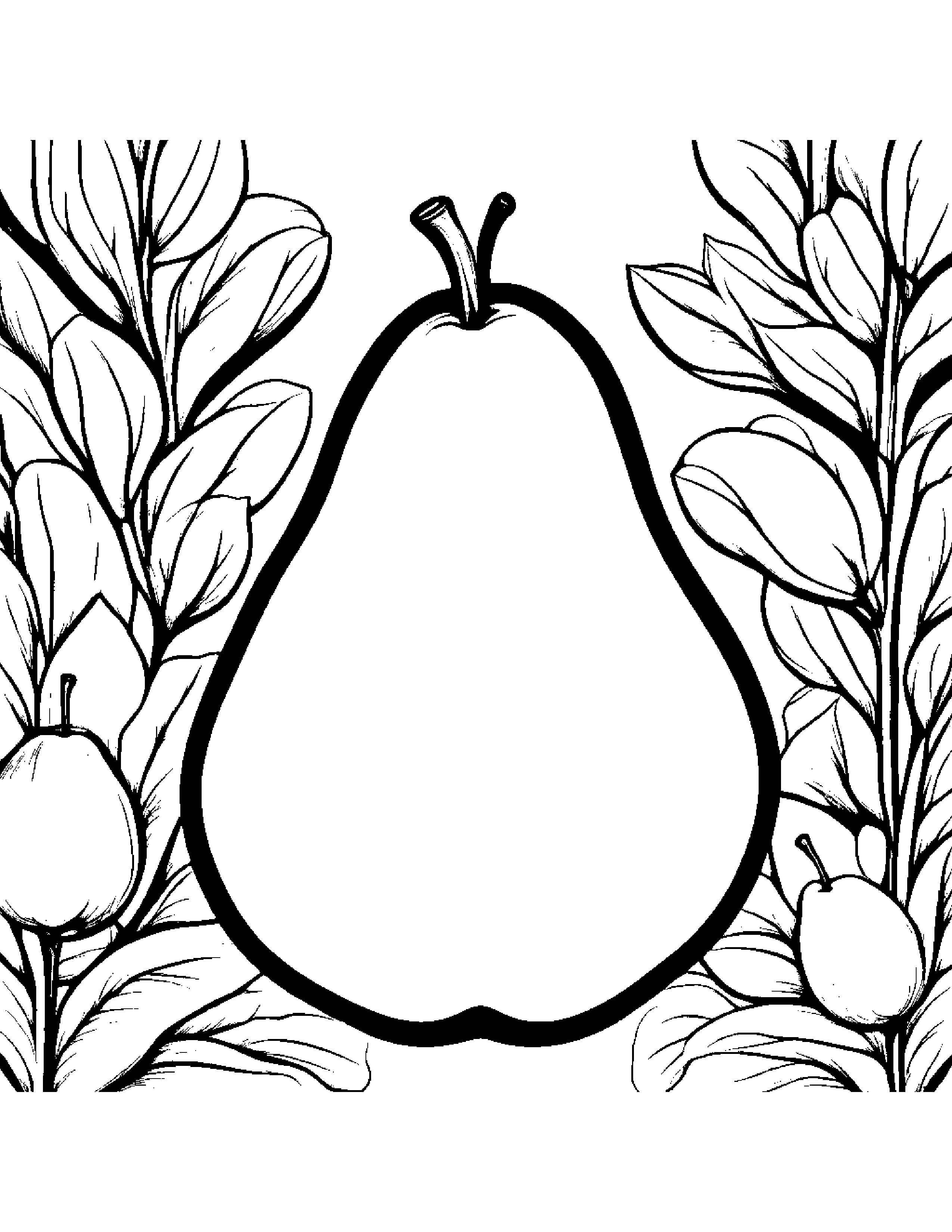 Pear With A Little Heart In A Cozy Garden #4 Coloring Page (Free Printable PDF)