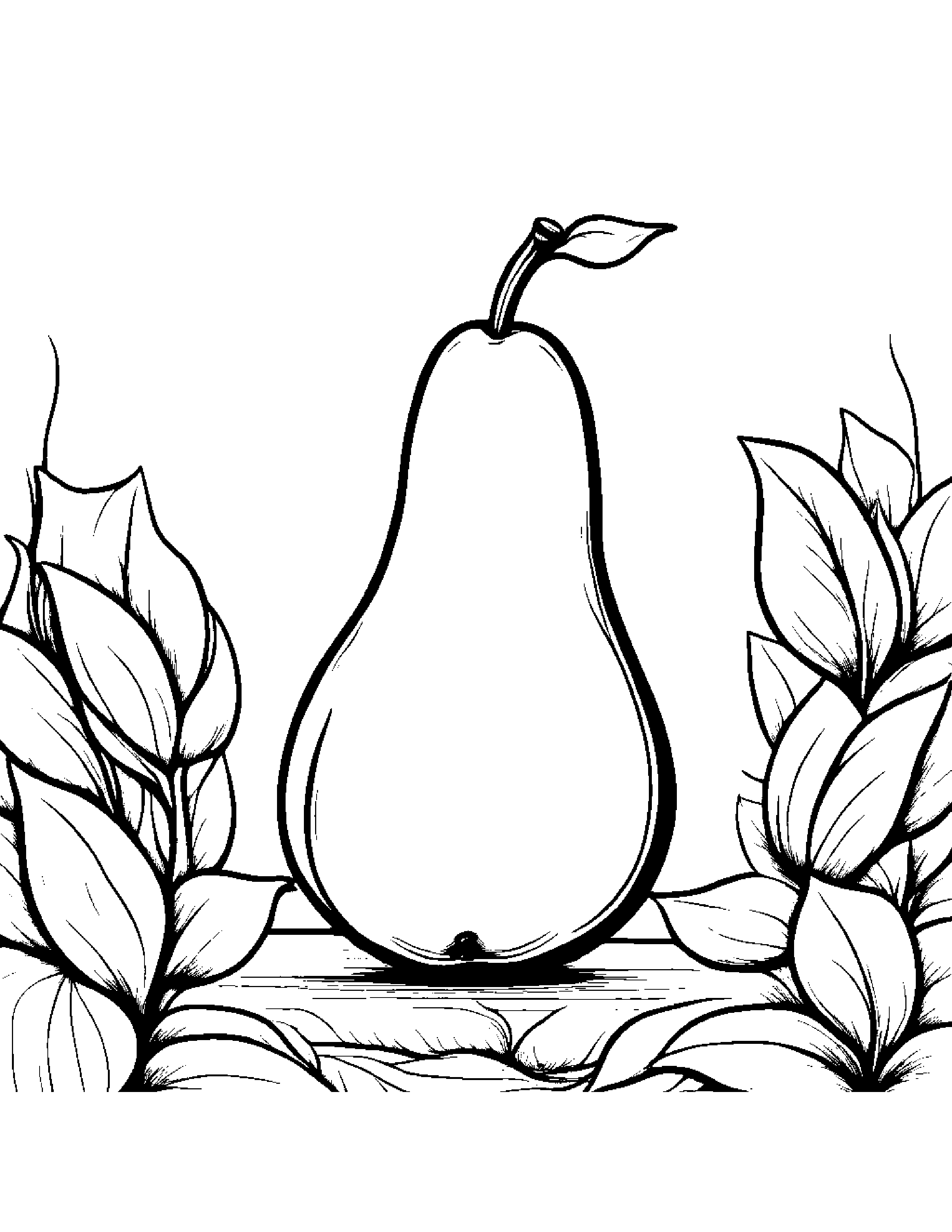 Pear With A Little Heart In A Cozy Garden #5 Coloring Page (Free Printable PDF)