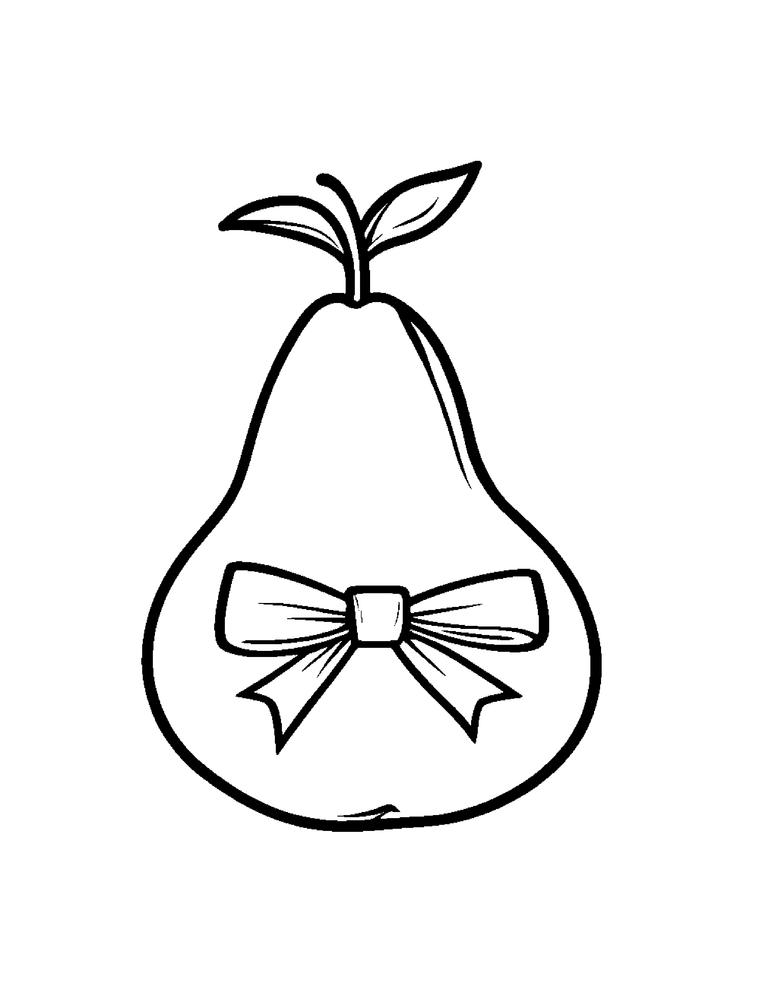 Pear With A Ribbon #2 Coloring Page (Free Printable PDF)