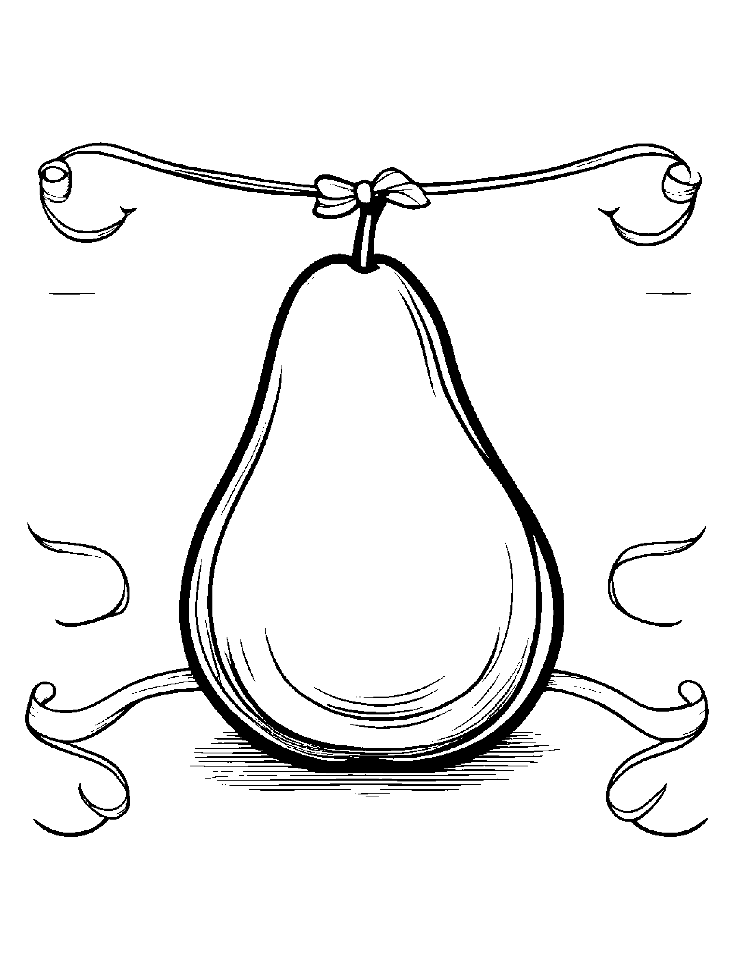 Pear With A Ribbon Coloring Page (Free Printable PDF)