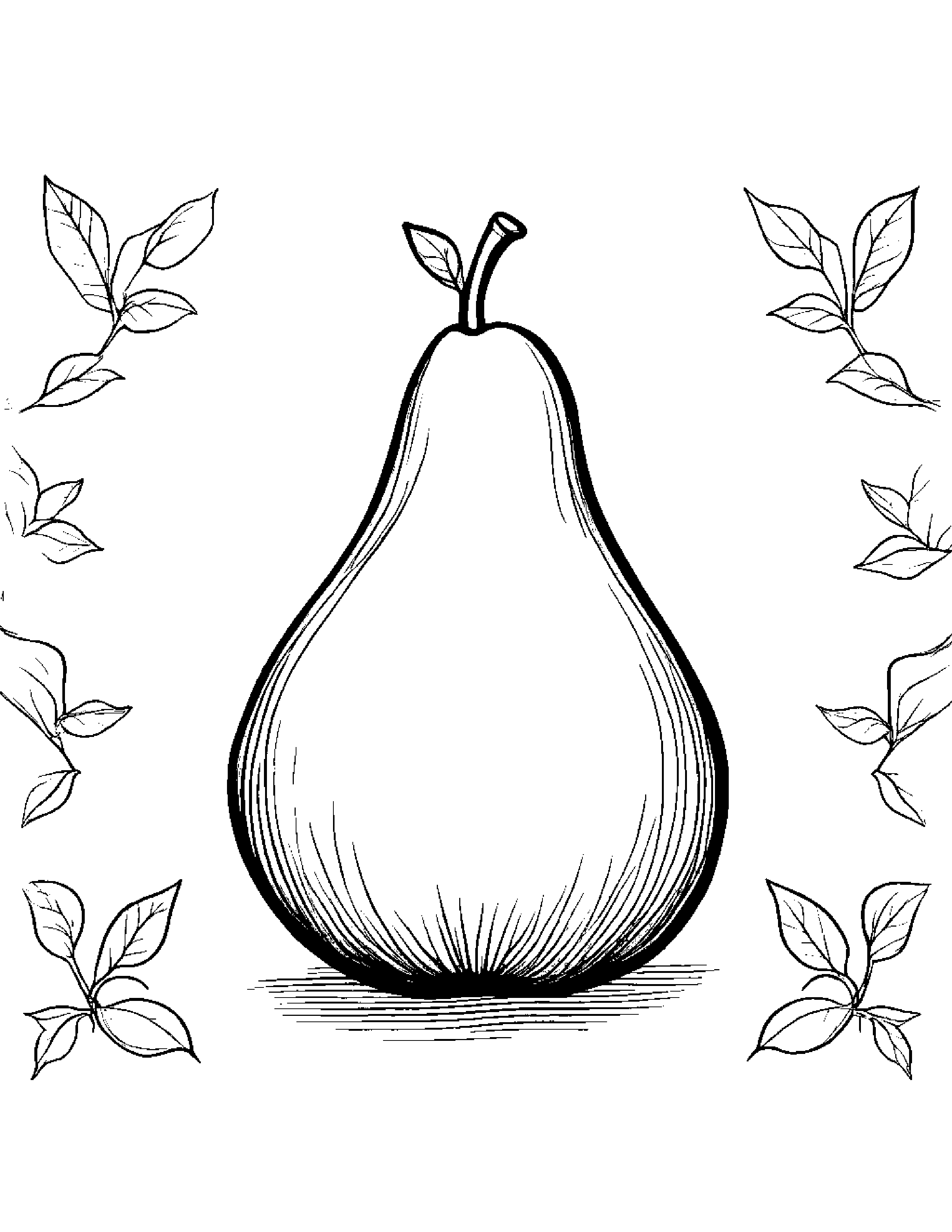Pear With A Soft Scarf #2 Coloring Page (Free Printable PDF)