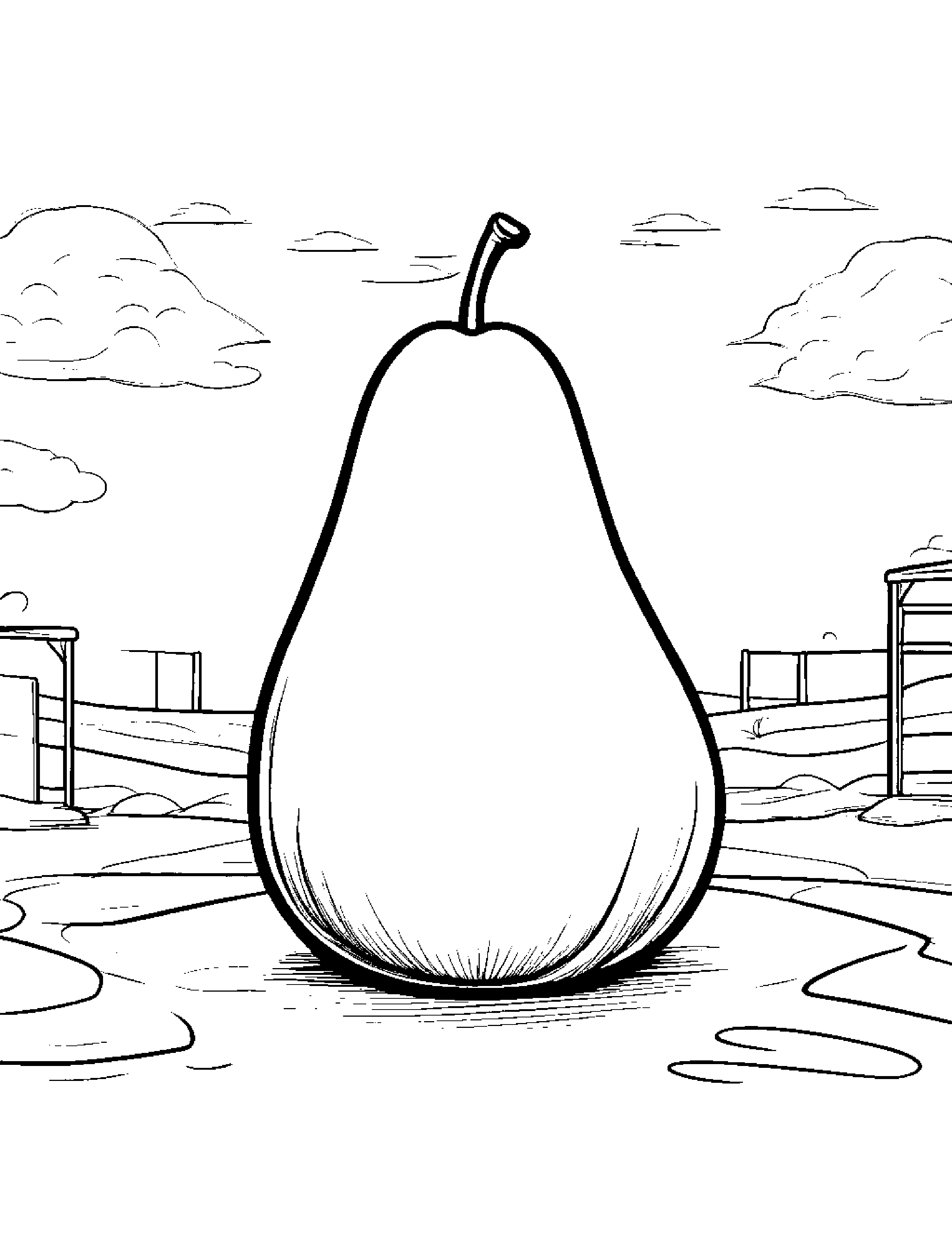 Pear With A Soft Scarf At The Playground #2 Coloring Page (Free Printable PDF)