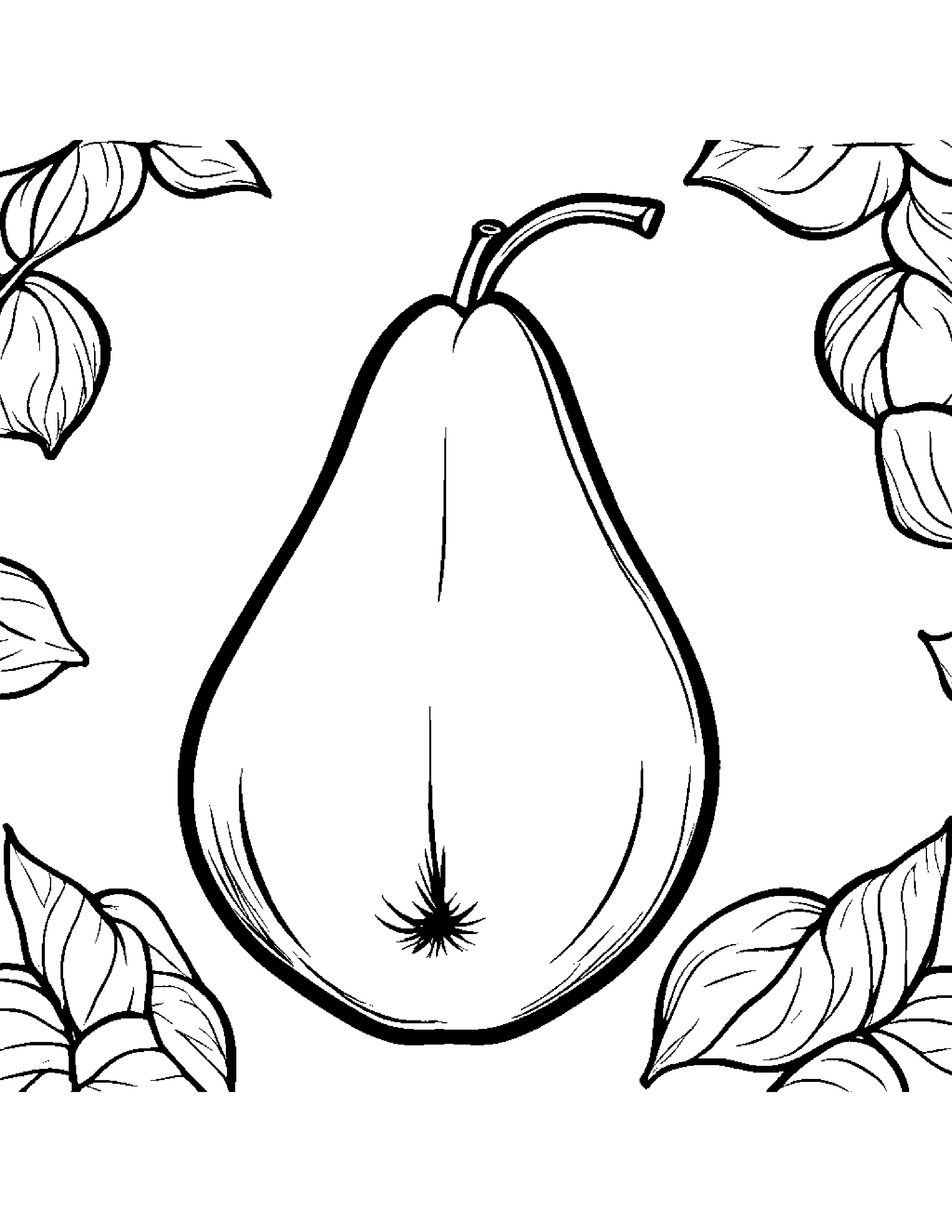 Pear With A Soft Scarf Coloring Page (Free Printable PDF)