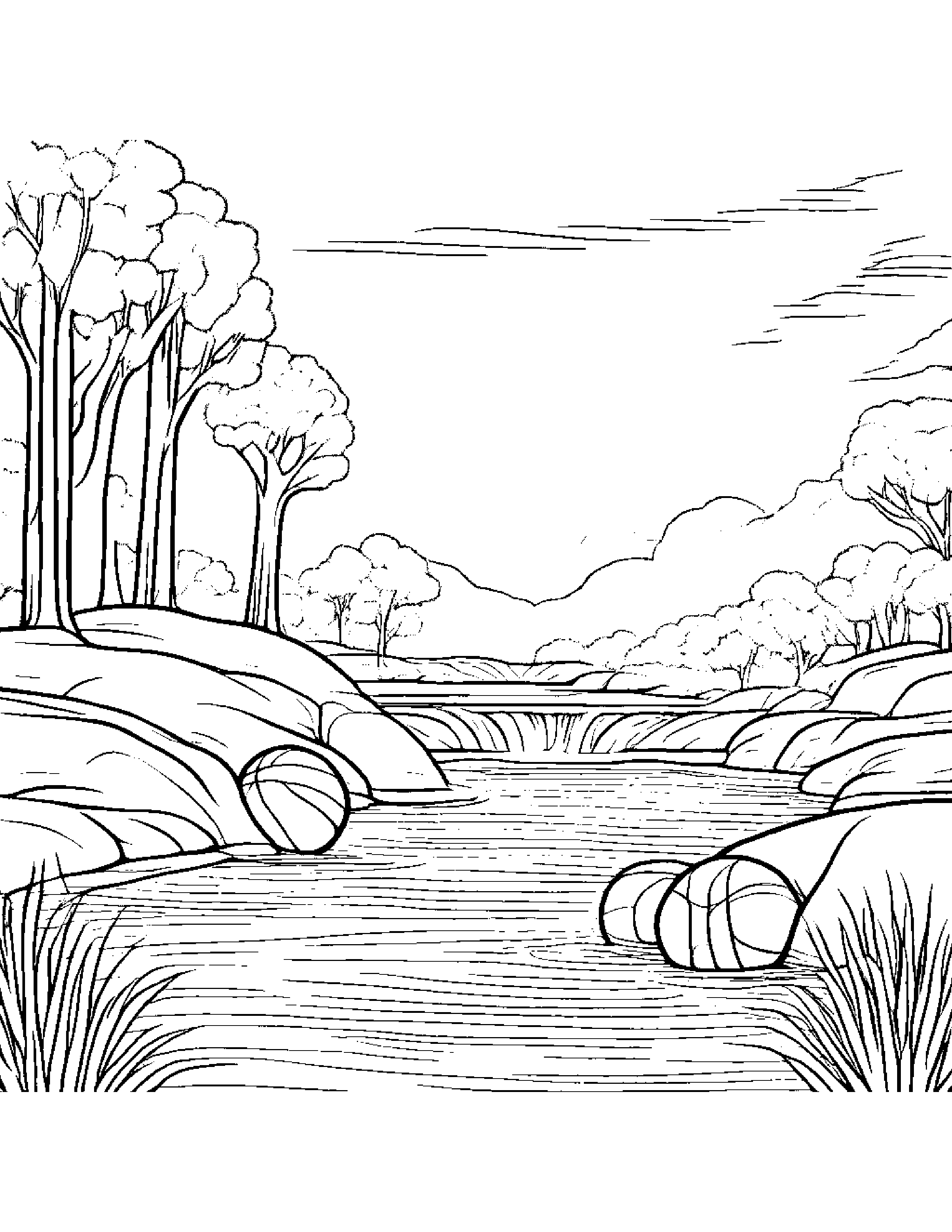 Polite Basketball Near A Gentle Stream #2 Coloring Page (Free Printable PDF)