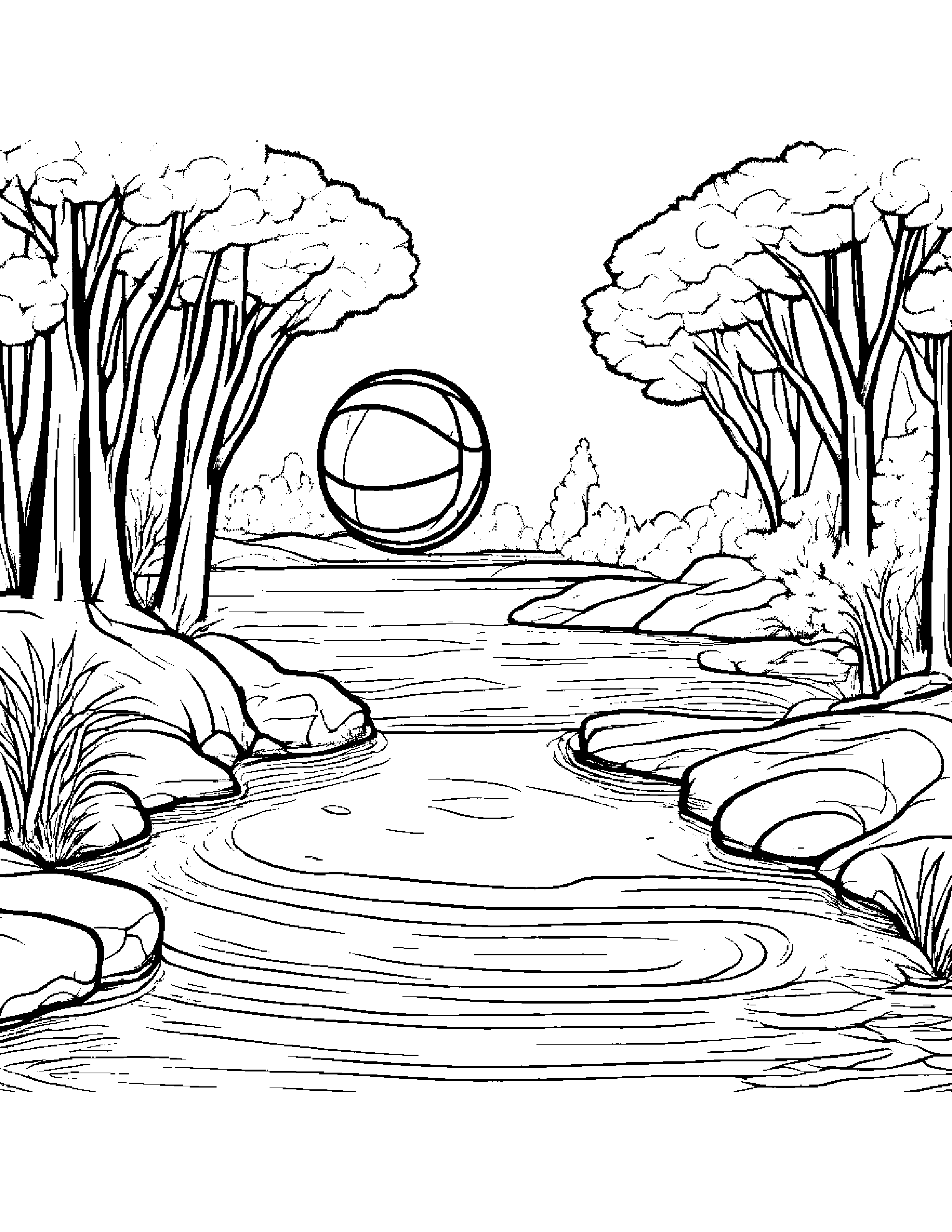 Polite Basketball Near A Gentle Stream #3 Coloring Page (Free Printable PDF)