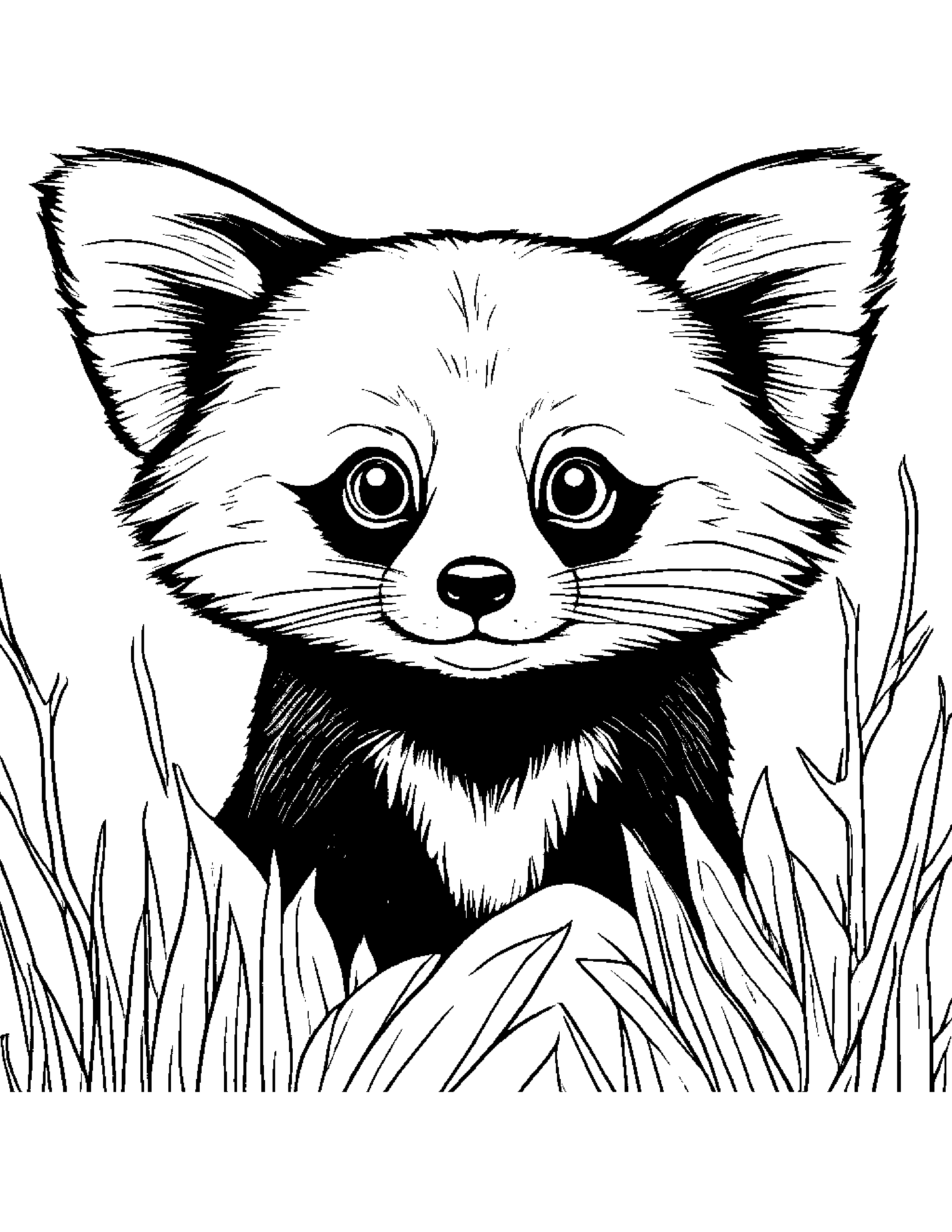 Red Panda Playing Peekaboo #3 Coloring Page (Free Printable PDF)