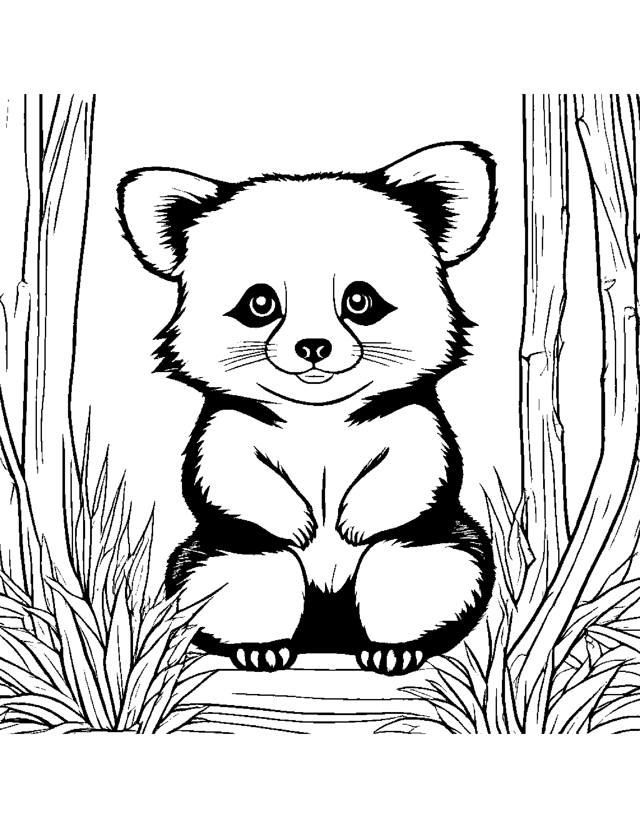 Red Panda Playing Peekaboo Coloring Page (Free Printable PDF)