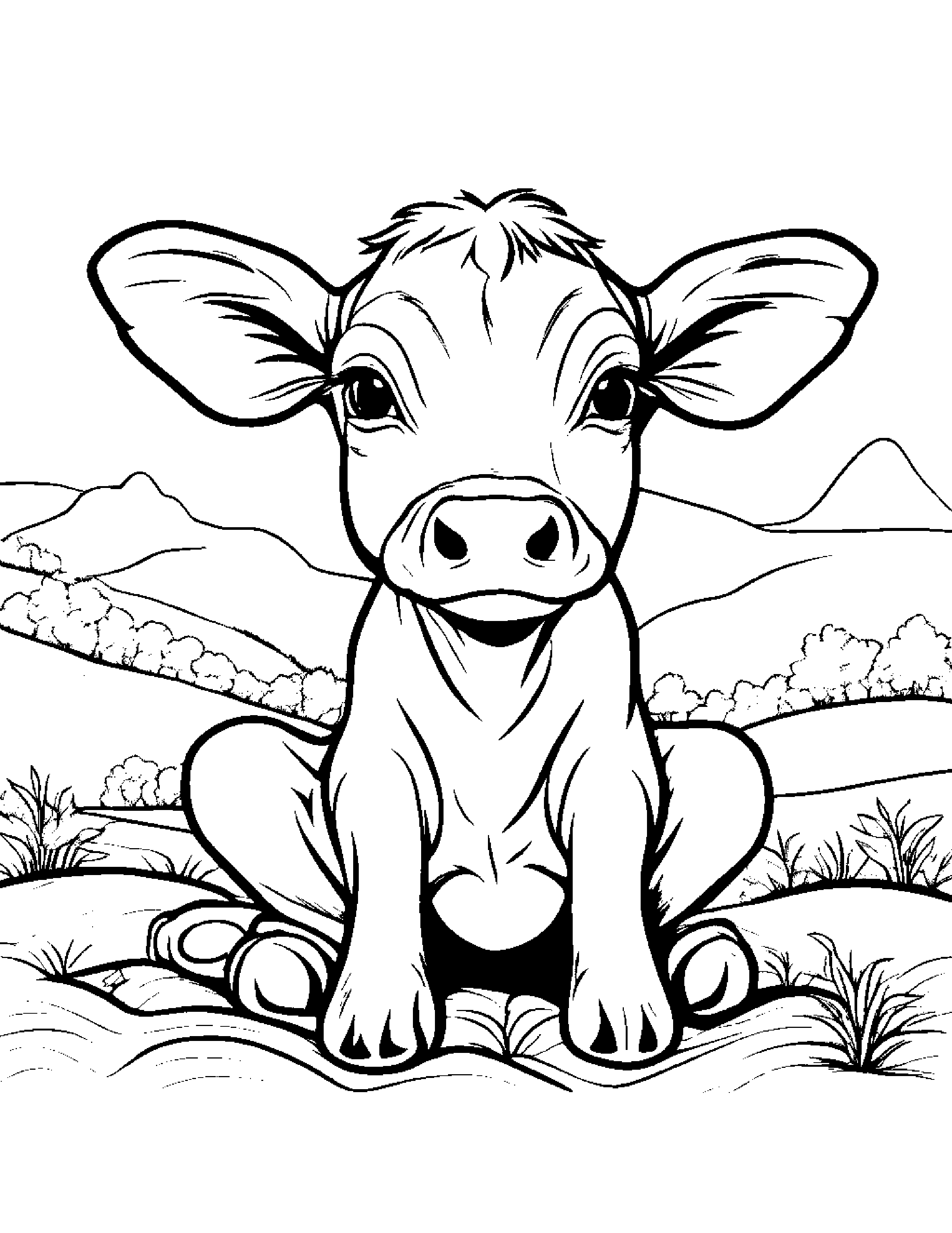 Sprightly Calf On A Picnic Blanket #3 Coloring Page (Free Printable PDF)