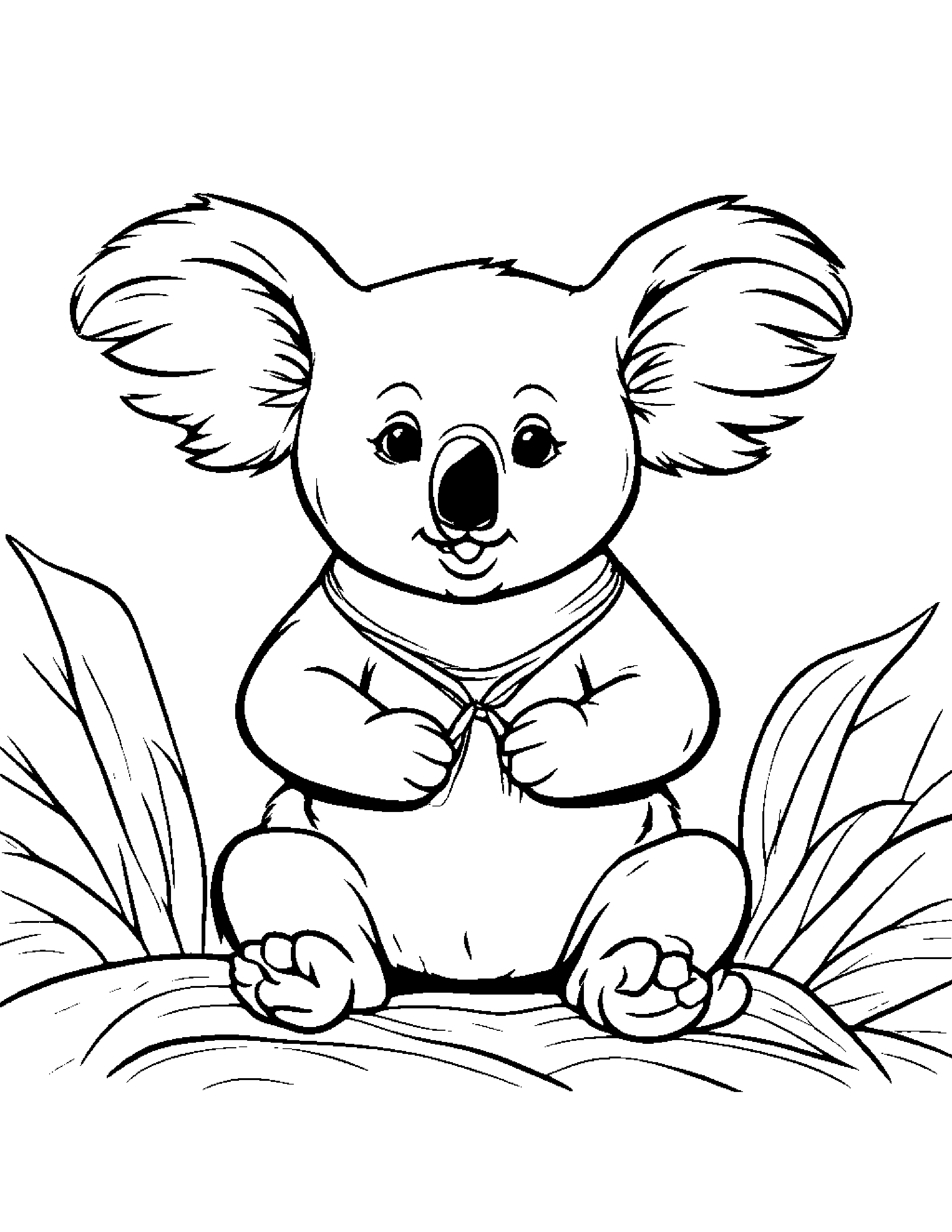 Sprightly Koala Learning To Tie A Bow On A Fluffy Cloud #3 Coloring Page (Free Printable PDF)