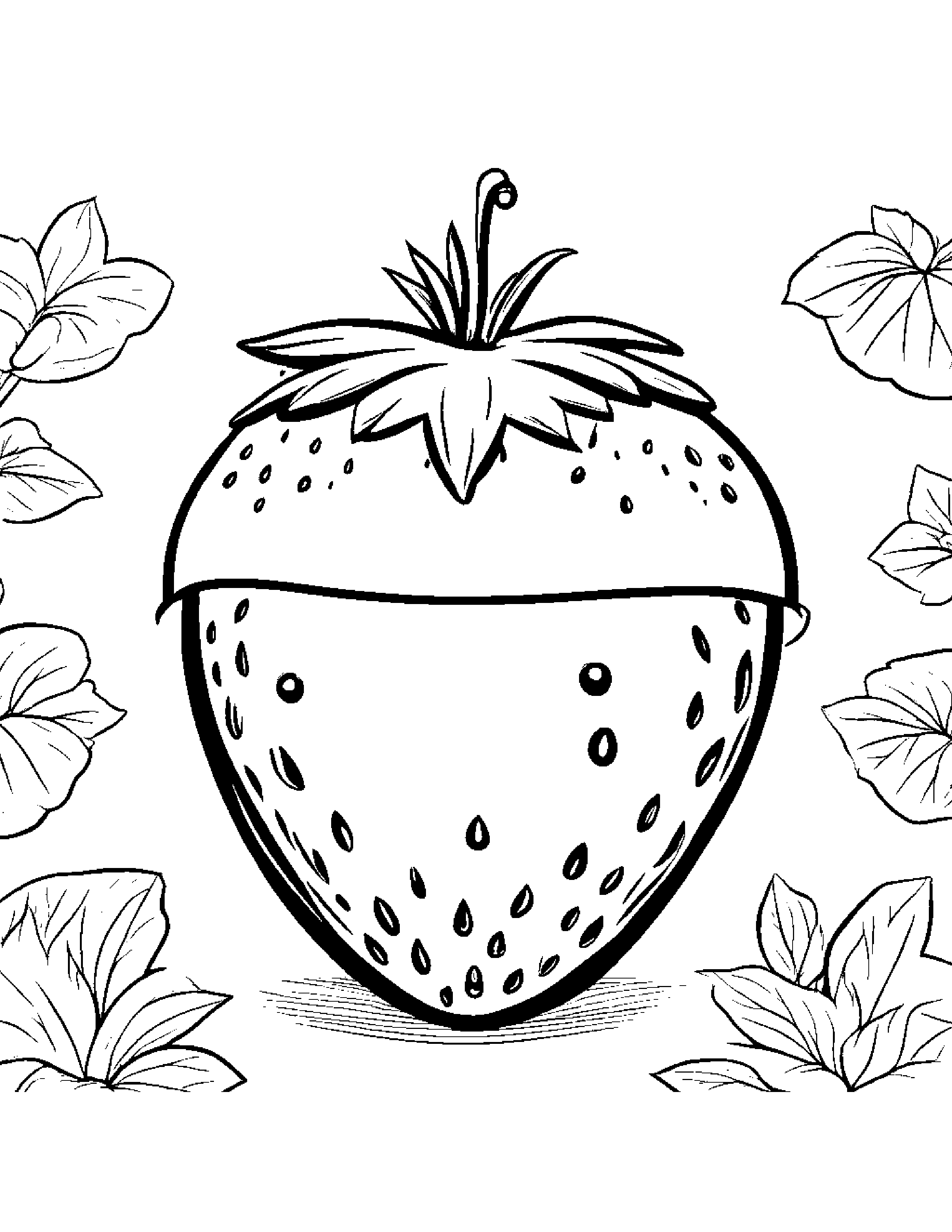 Strawberry With A Cute Hat Coloring Page (Free Printable PDF)