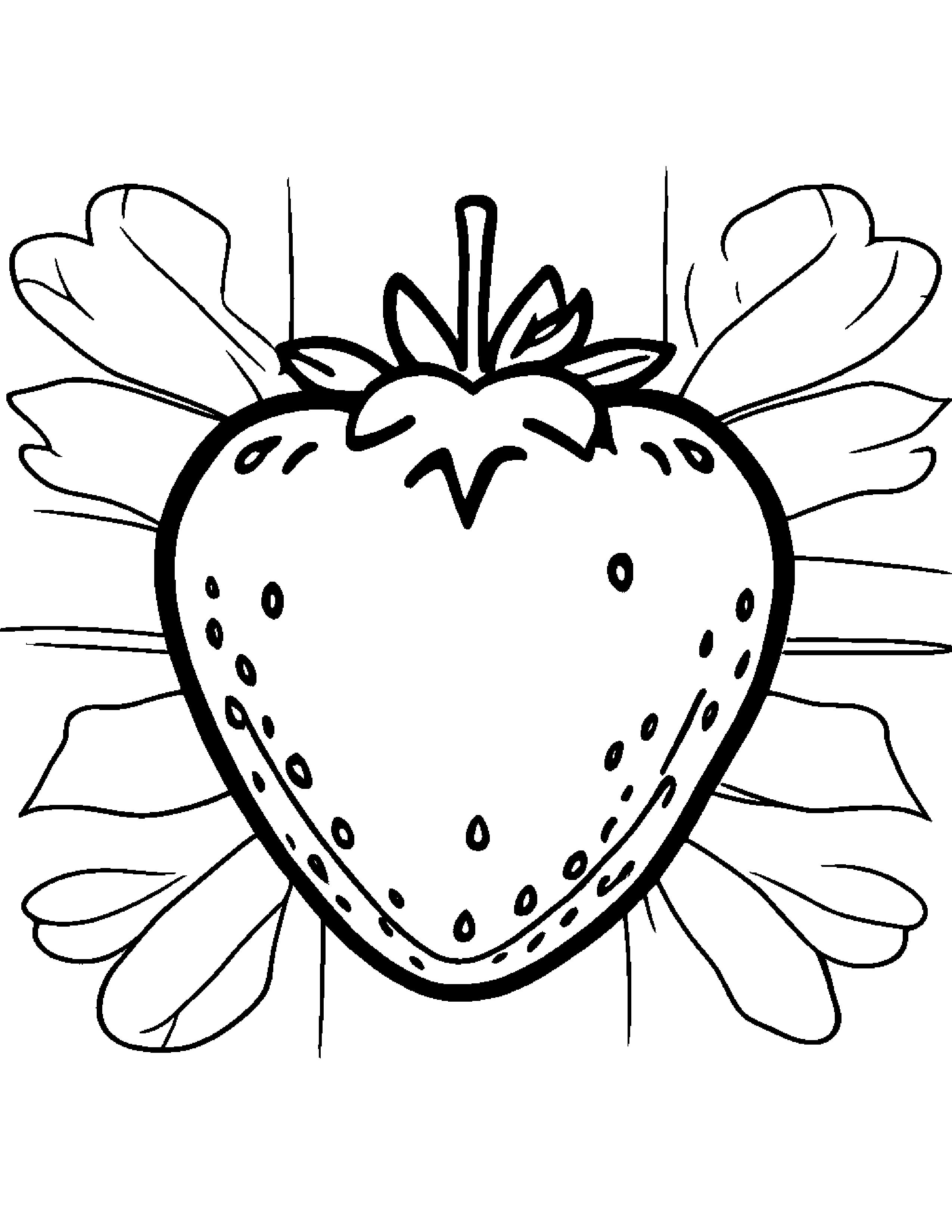Strawberry With A Friendly Star #2 Coloring Page (Free Printable PDF)