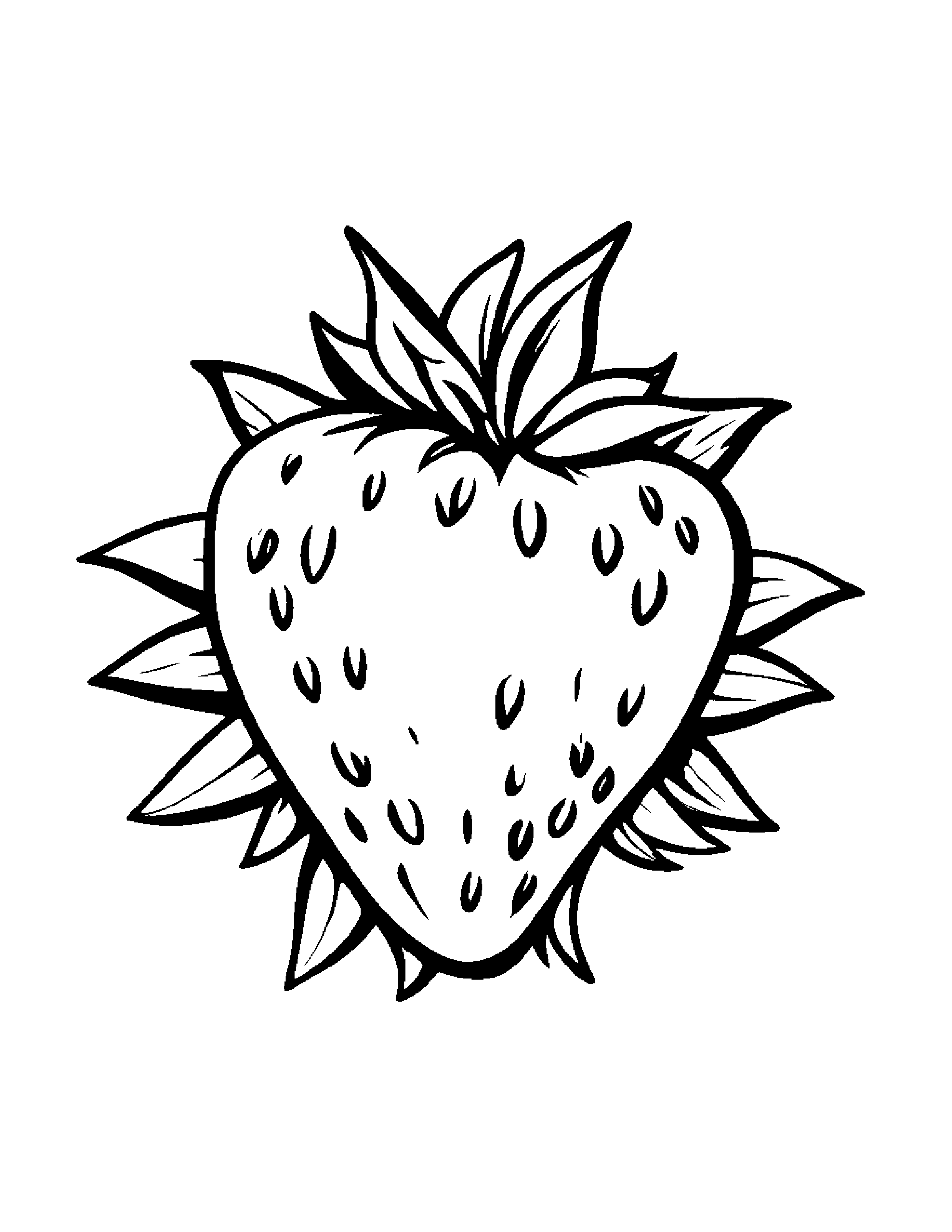 Strawberry With A Friendly Star #3 Coloring Page (Free Printable PDF)
