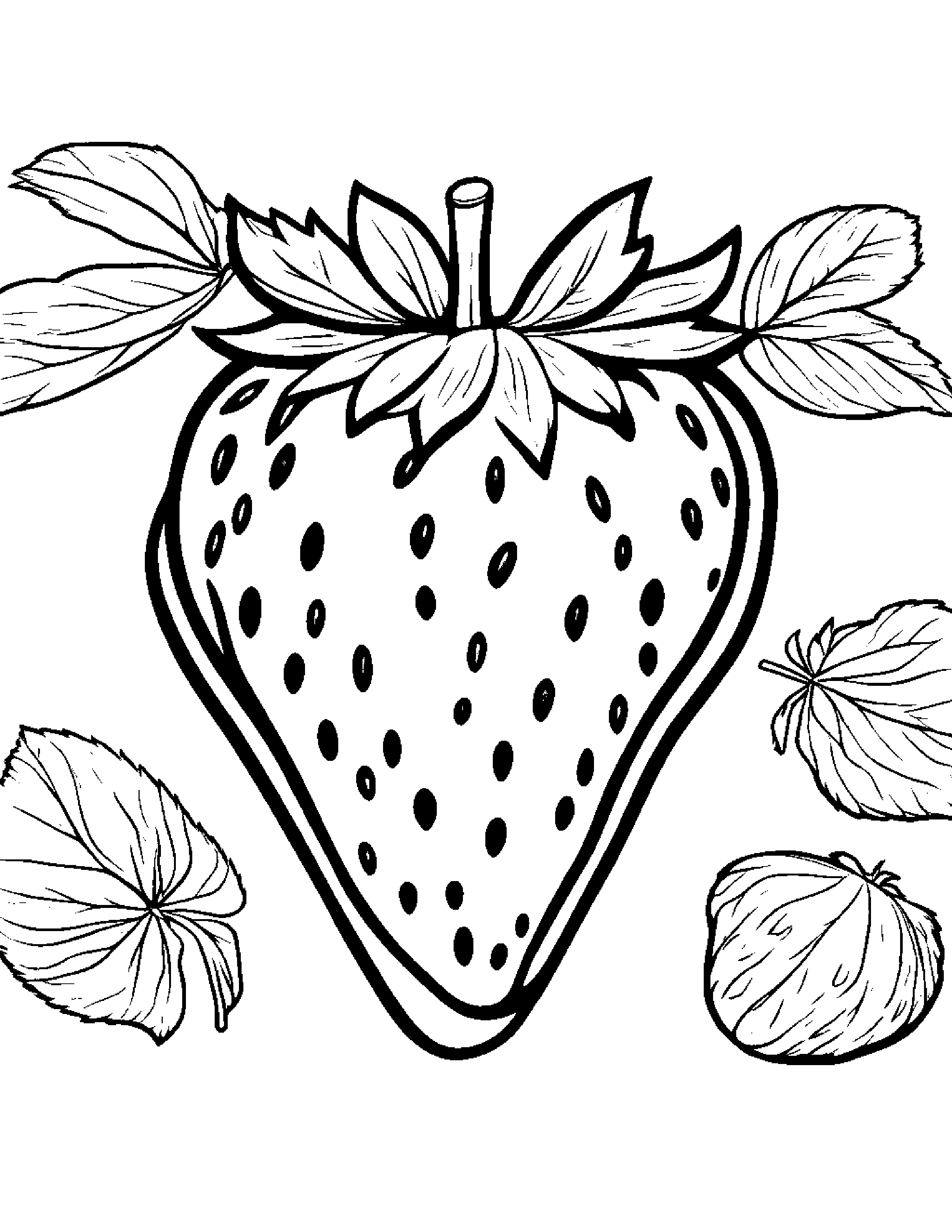 Strawberry With A Soft Scarf #5 Coloring Page (Free Printable PDF)