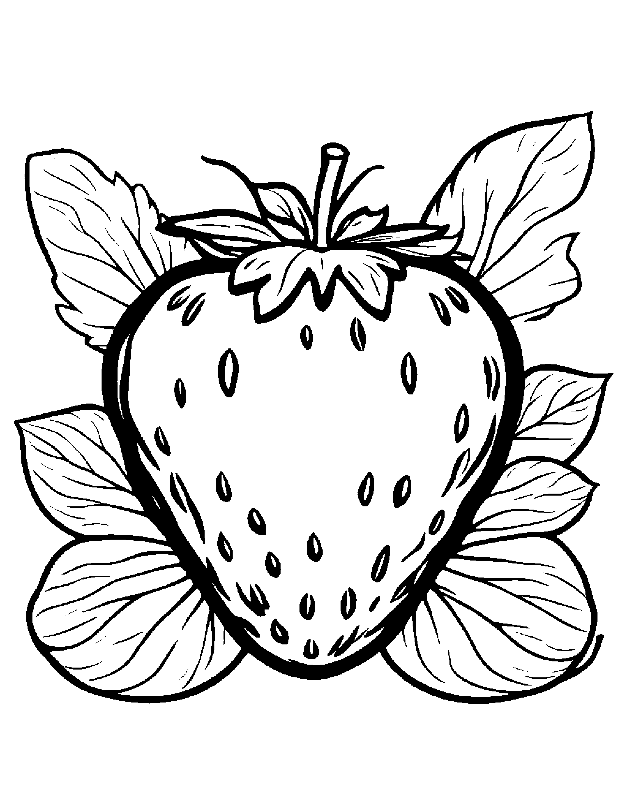 Strawberry With A Sunny Sticker #2 Coloring Page (Free Printable PDF)