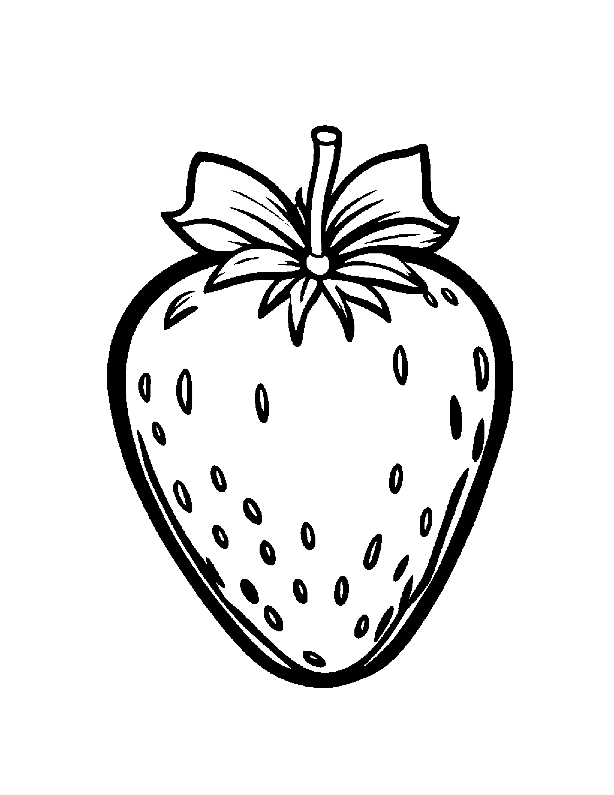 Strawberry With A Tiny Bow #2 Coloring Page (Free Printable PDF)