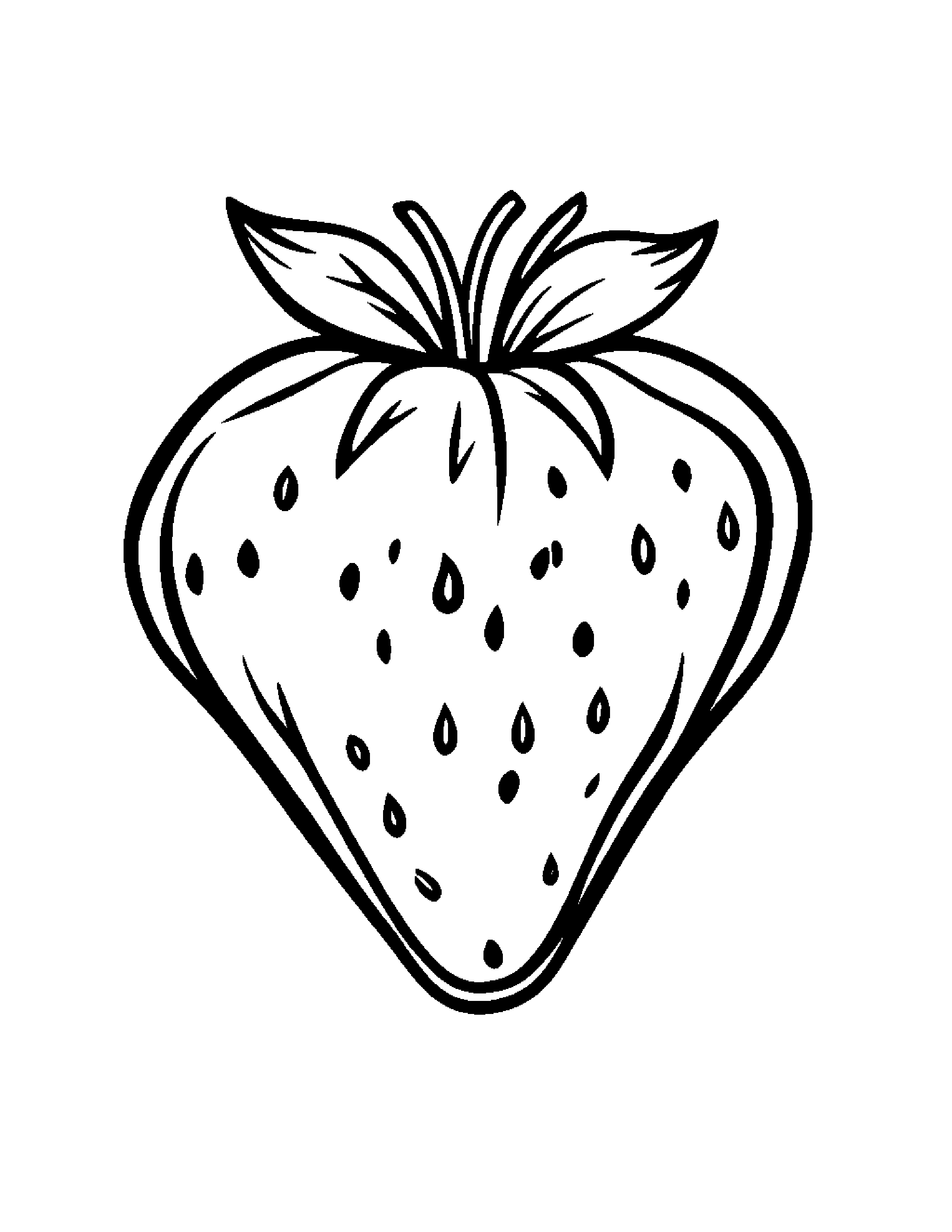 Strawberry With A Tiny Bow #3 Coloring Page (Free Printable PDF)