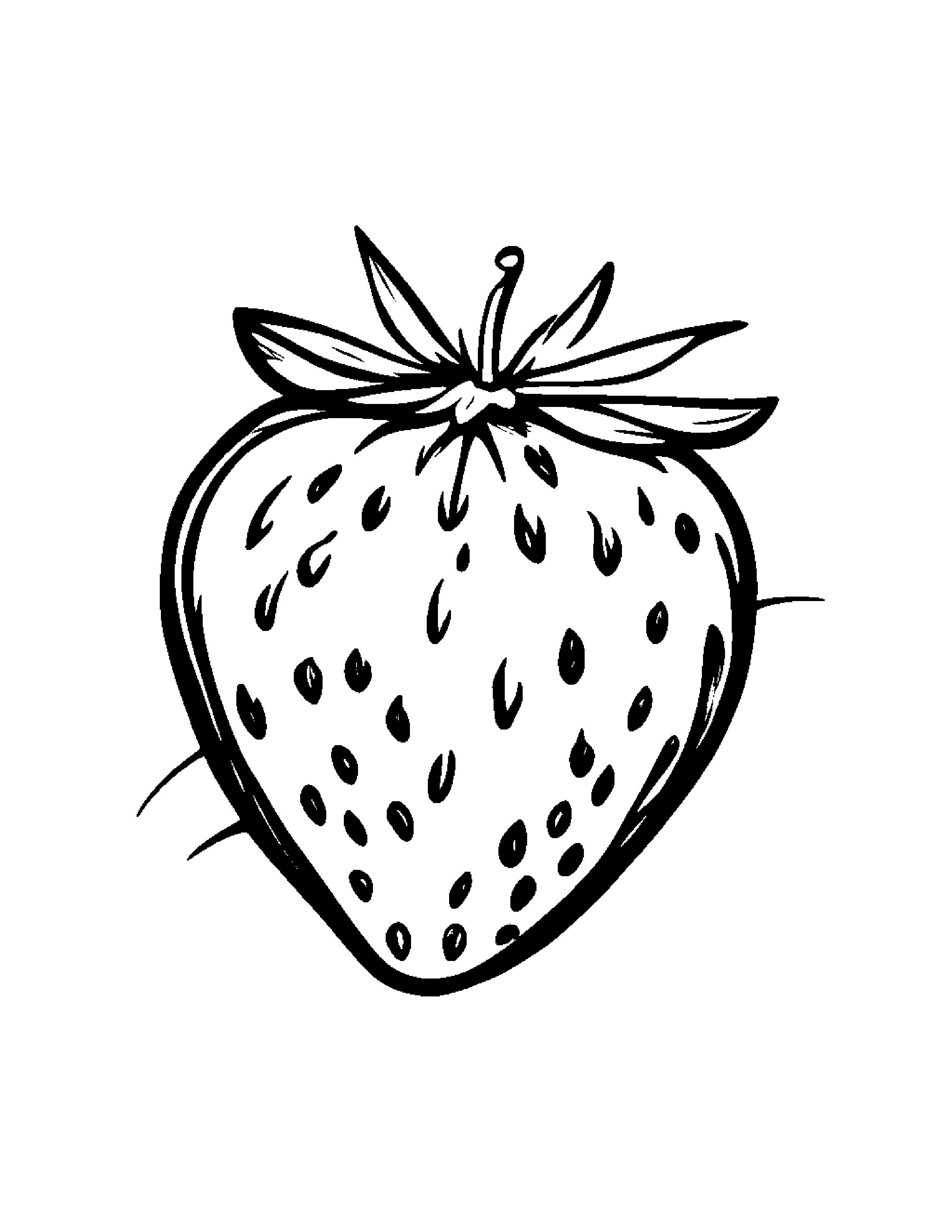 Strawberry With A Tiny Bow #4 Coloring Page (Free Printable PDF)