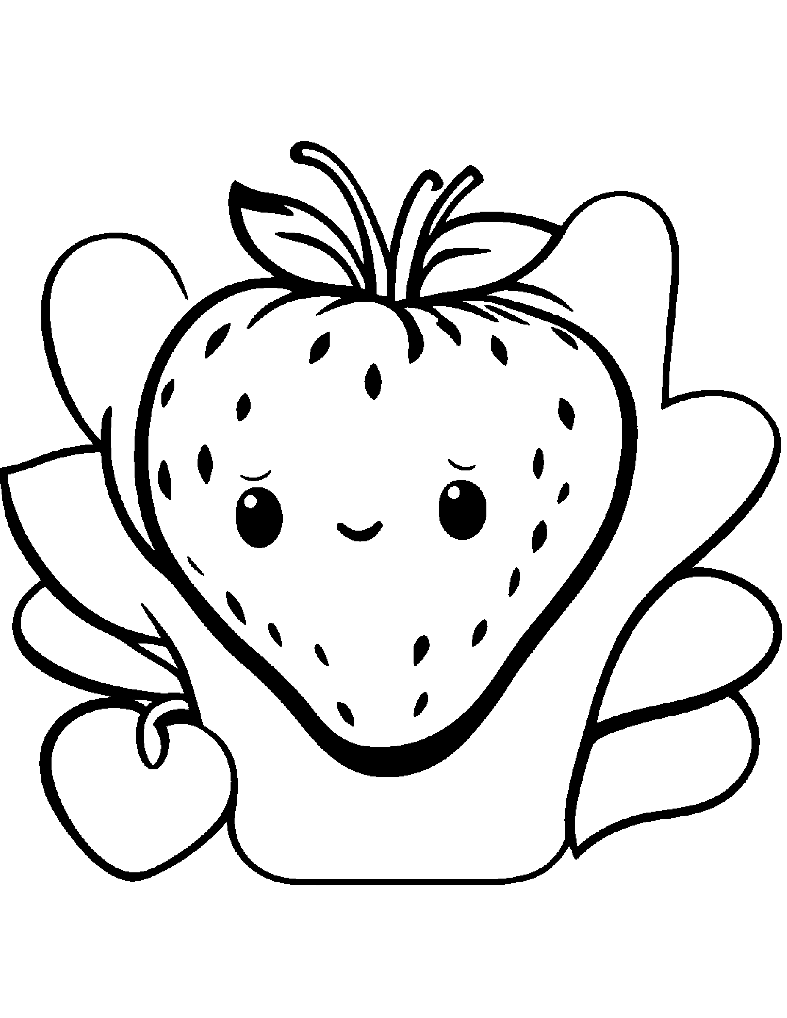 Strawberry With A Tiny Bow At The Playground #2 Coloring Page (Free Printable PDF)