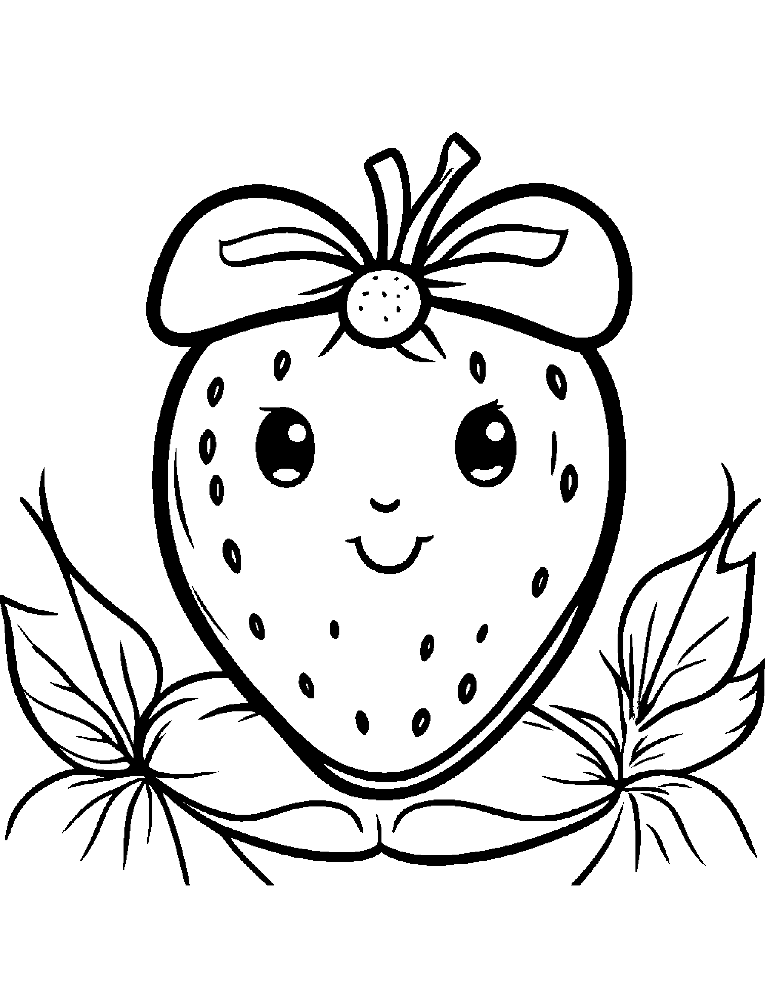 Strawberry With A Tiny Bow At The Playground #3 Coloring Page (Free Printable PDF)