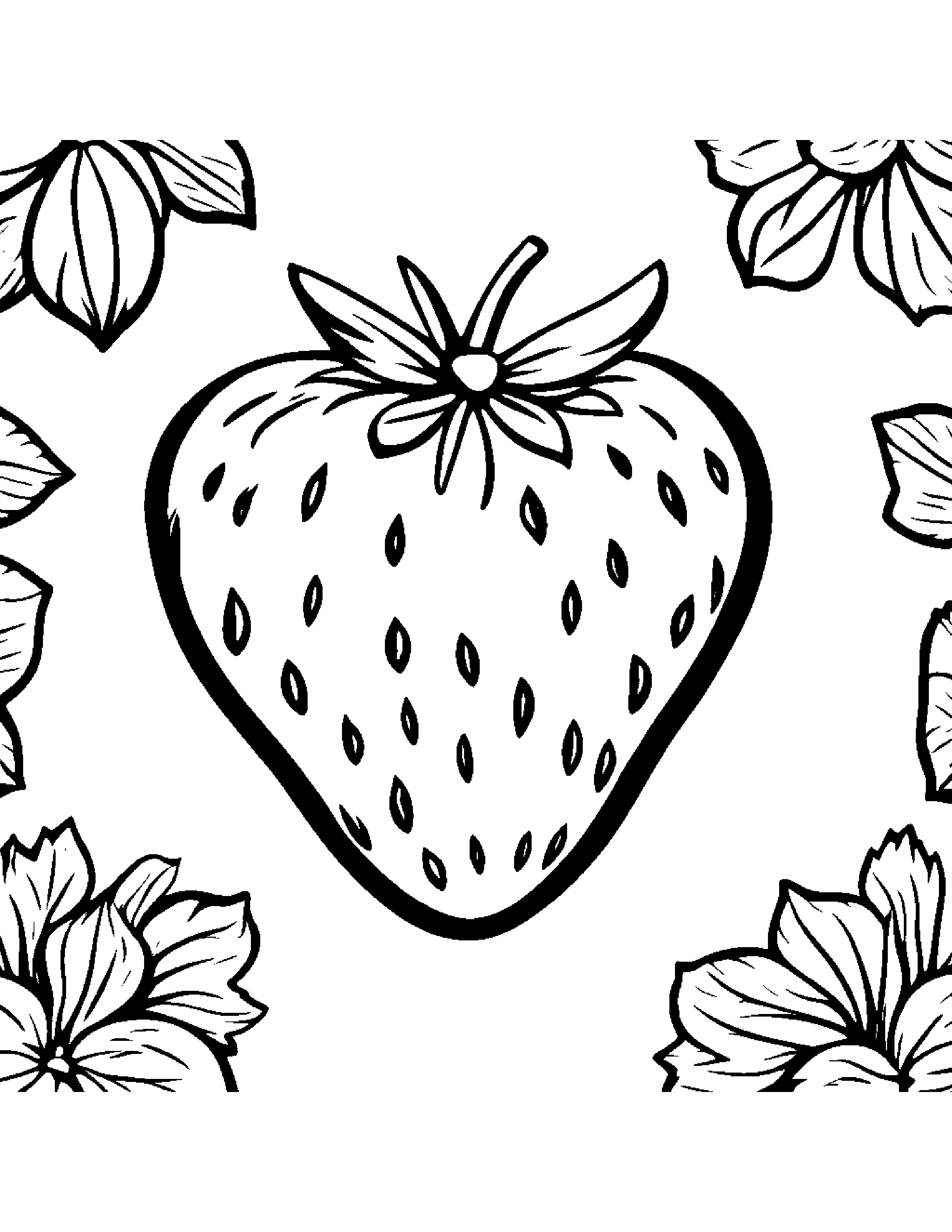 Strawberry With A Tiny Bow Coloring Page (Free Printable PDF)