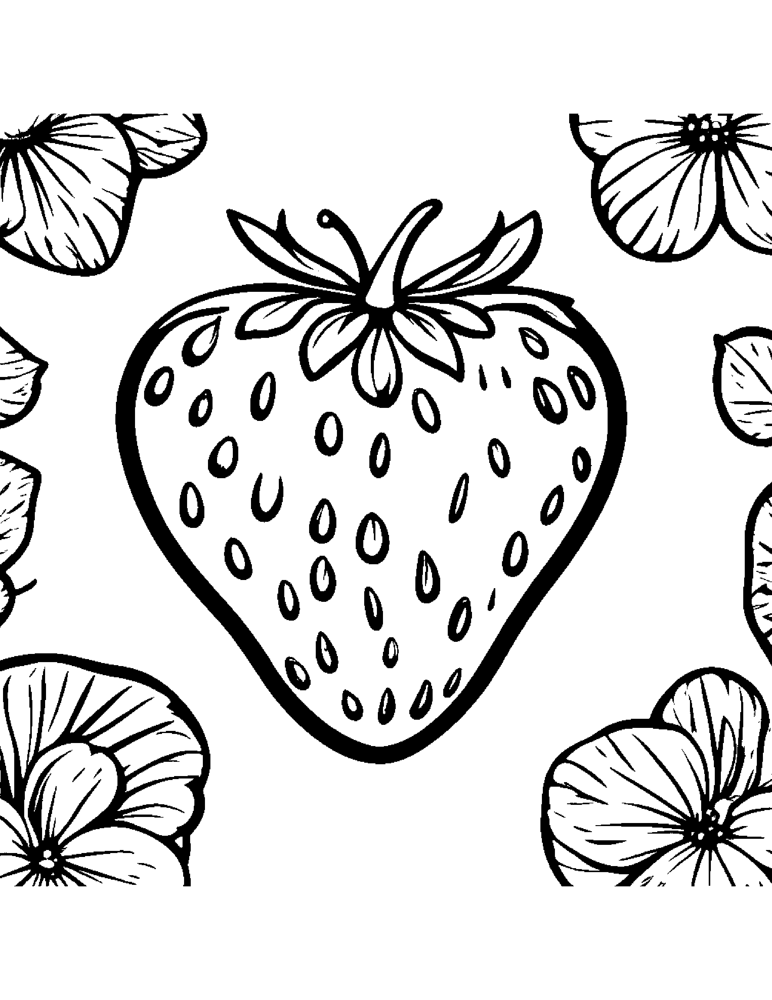 Strawberry With Sparkles #2 Coloring Page (Free Printable PDF)