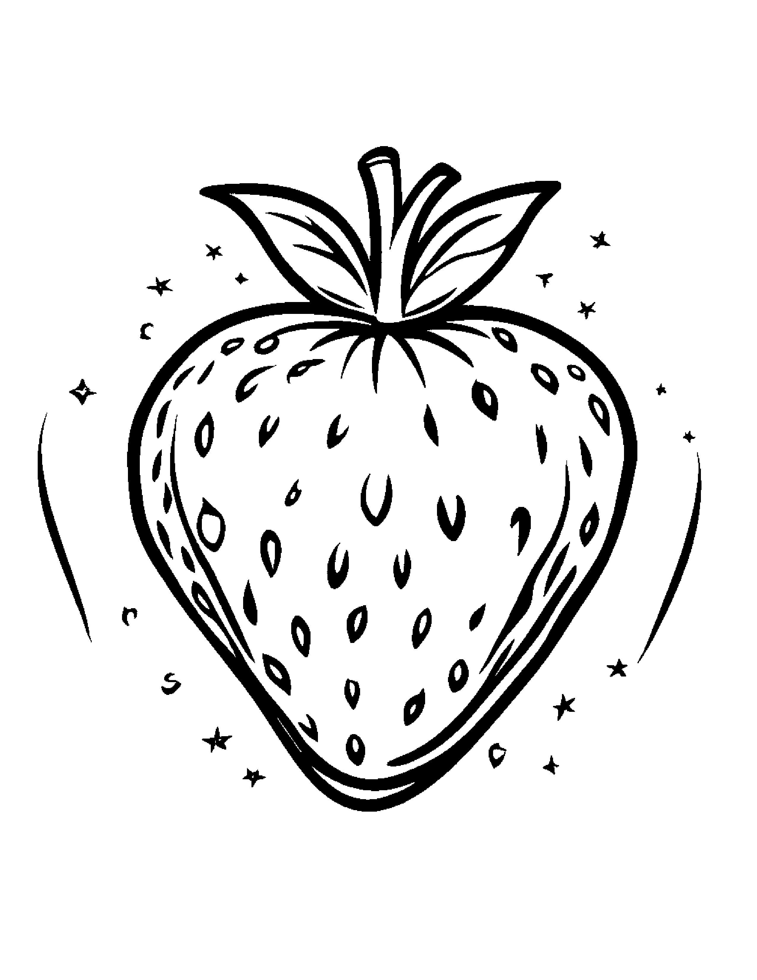Strawberry With Sparkles #4 Coloring Page (Free Printable PDF)