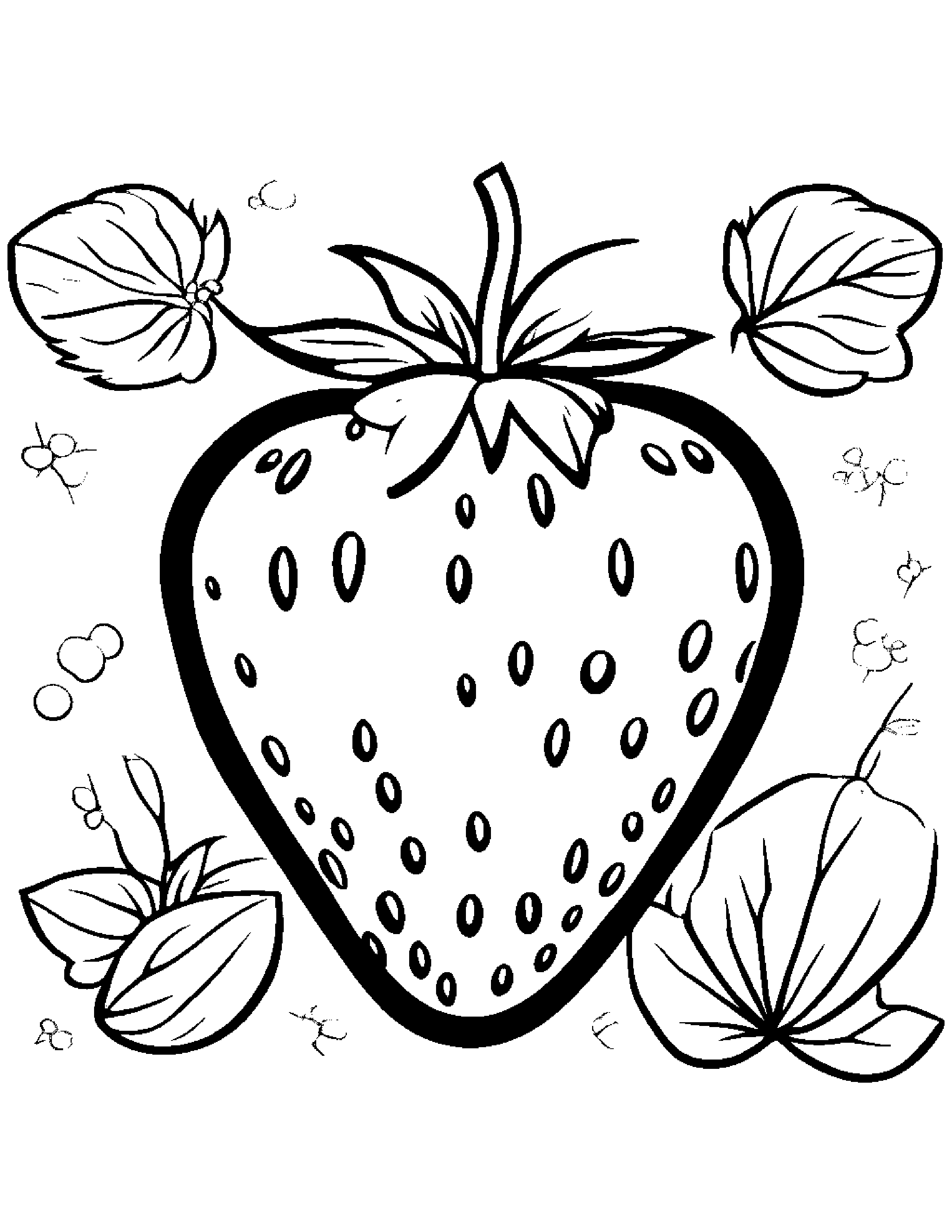 Strawberry With Sparkles Coloring Page (Free Printable PDF)