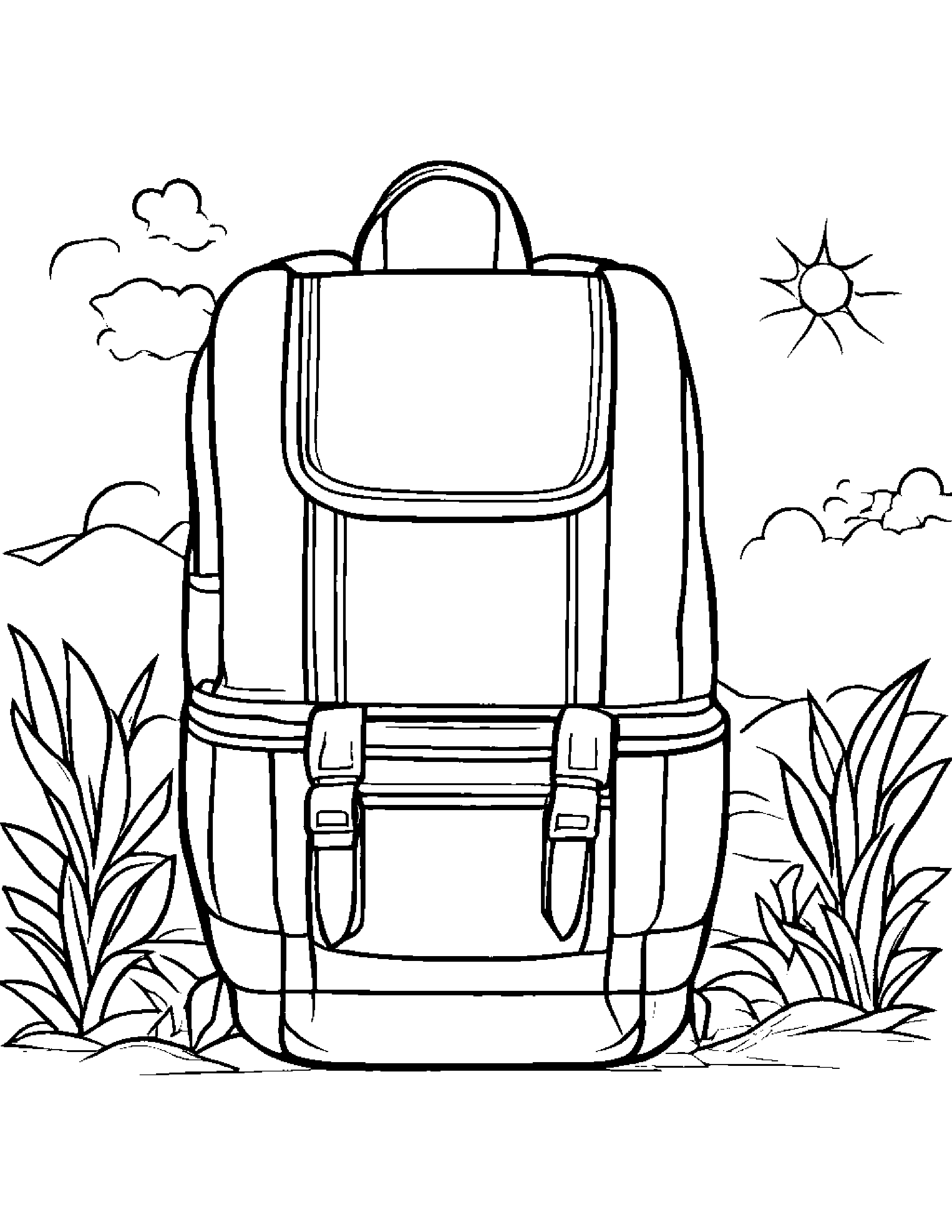 Sunny Backpack #2 Coloring Page (Free Printable PDF)