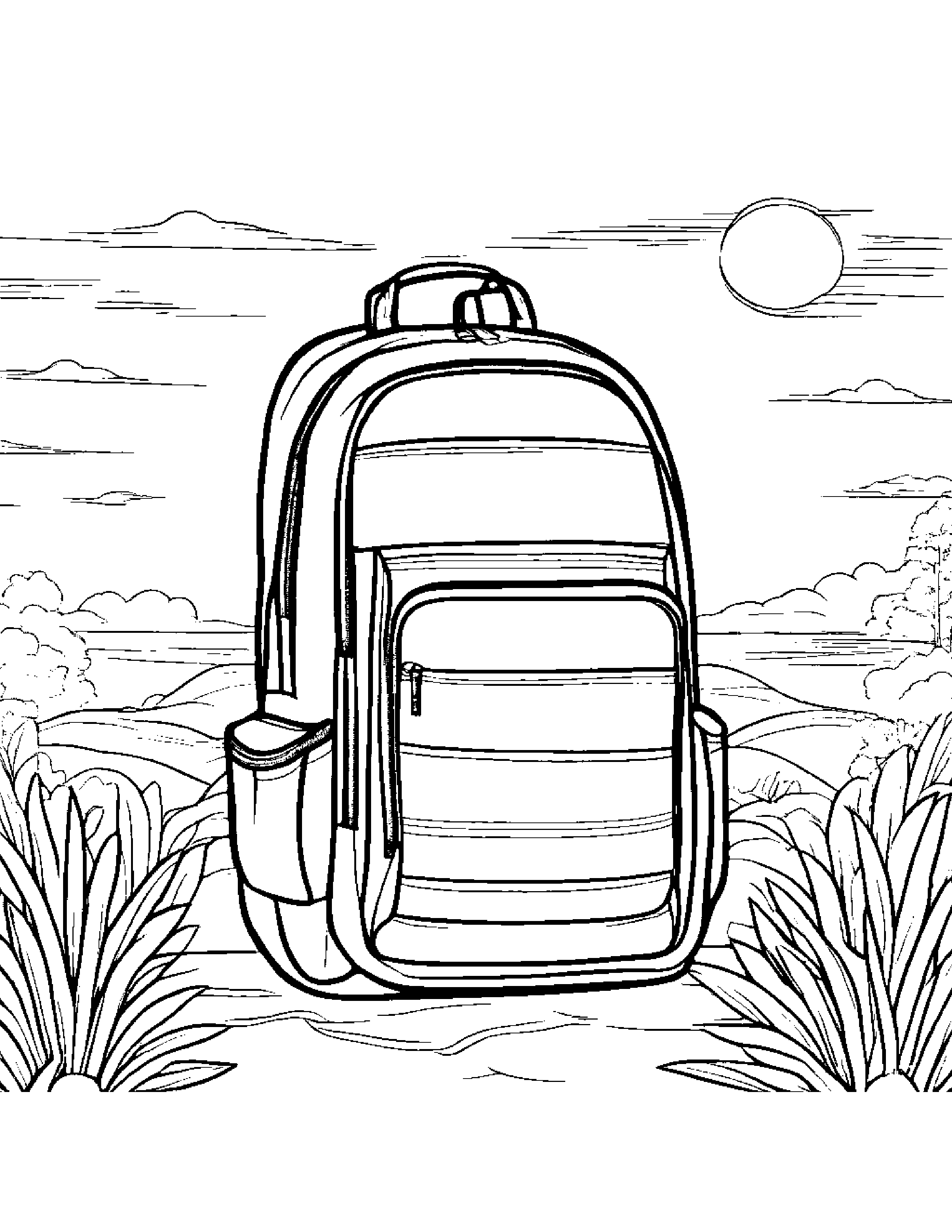 Sunny Backpack Coloring Page (Free Printable PDF)