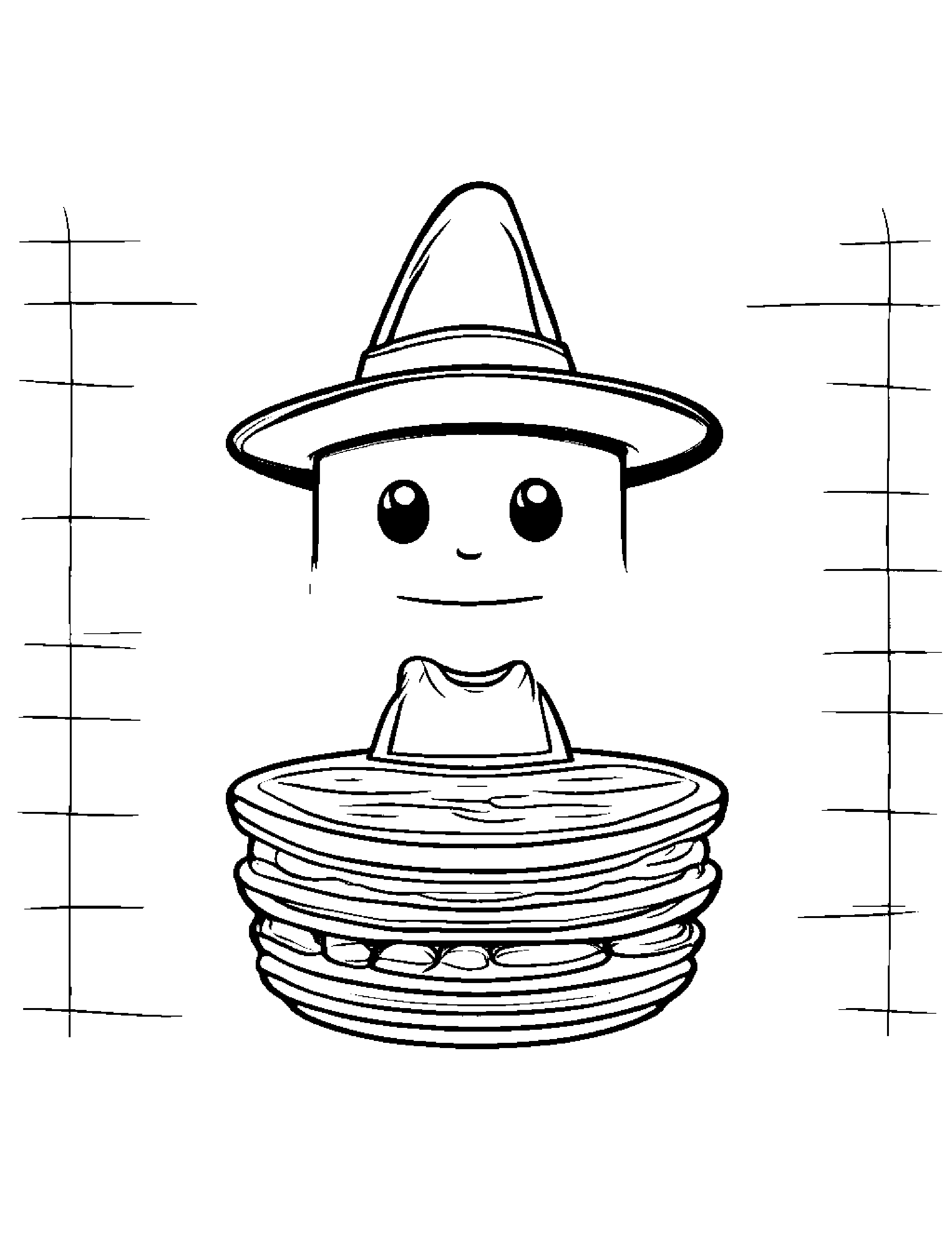 Waffle With A Cute Hat #2 Coloring Page (Free Printable PDF)