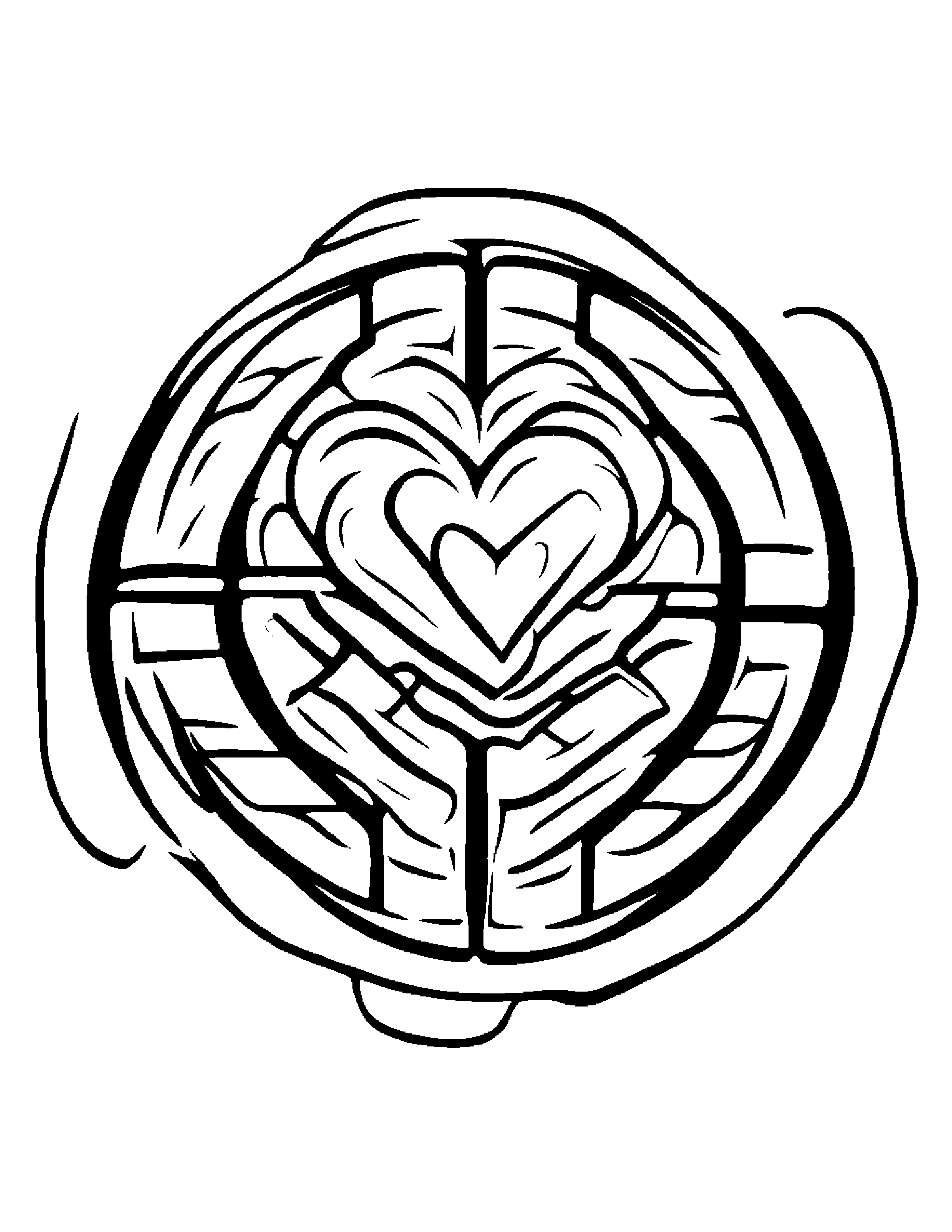 Waffle With A Little Heart Coloring Page (Free Printable PDF)