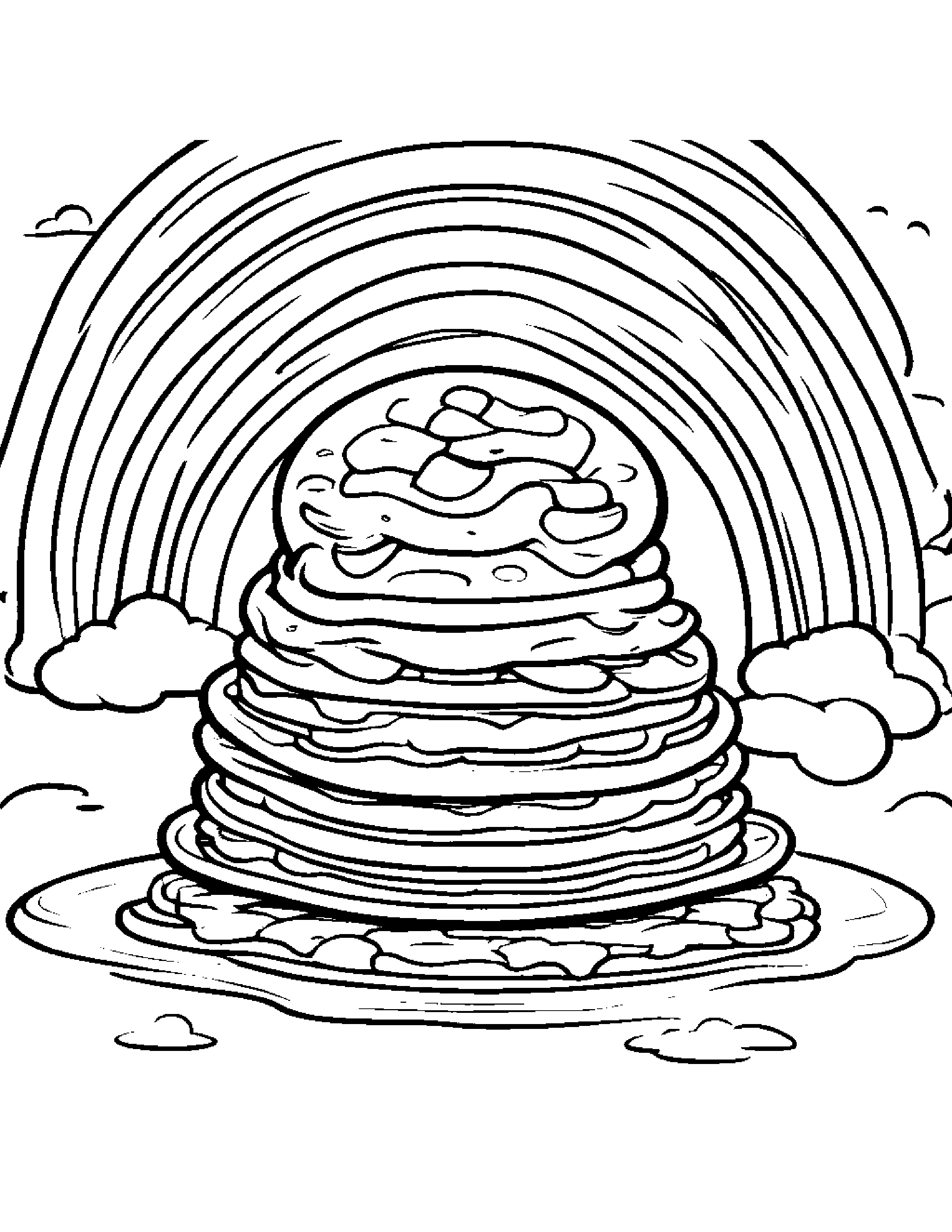 Waffle With A Ribbon Under A Rainbow #2 Coloring Page (Free Printable PDF)