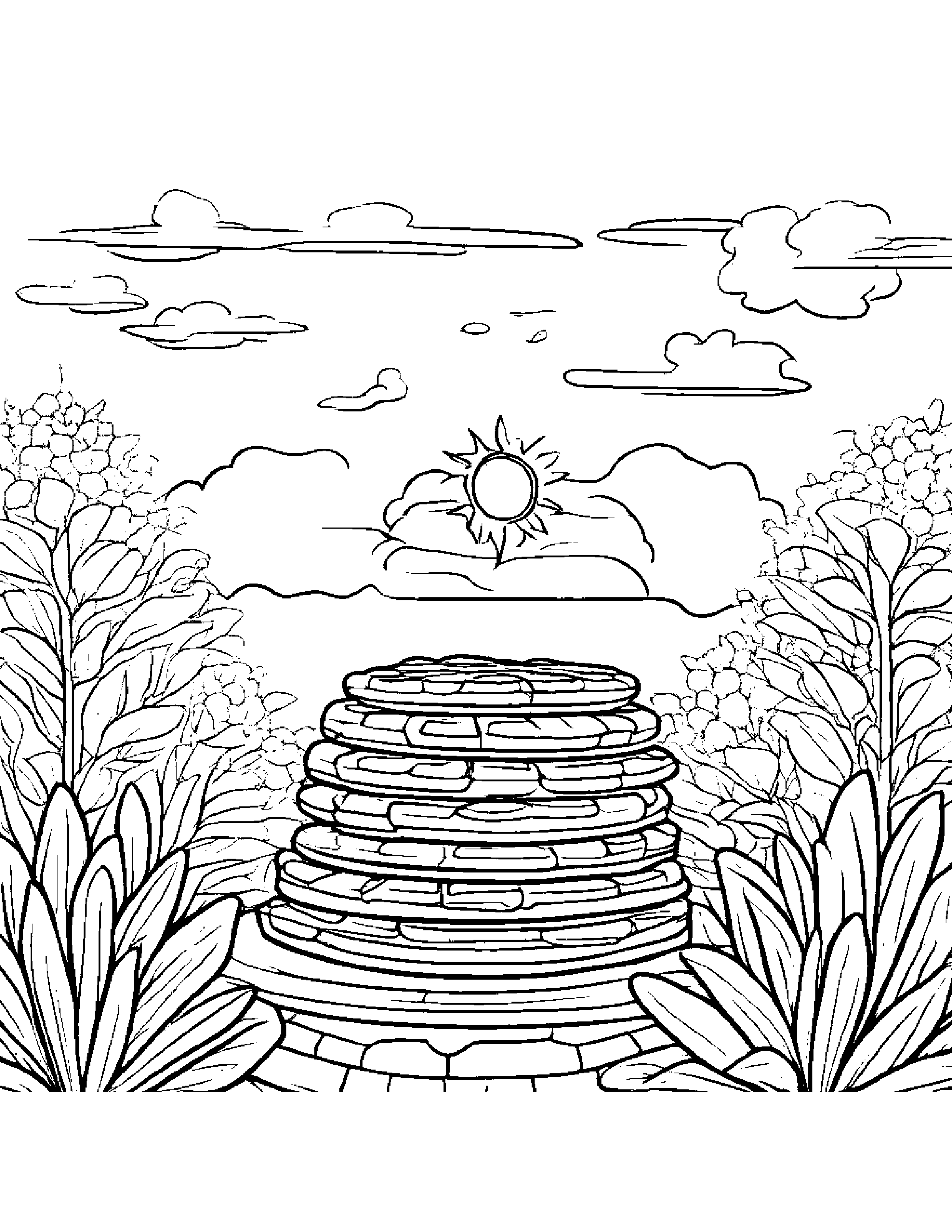 Waffle With A Sunny Sticker In A Cozy Garden #2 Coloring Page (Free Printable PDF)