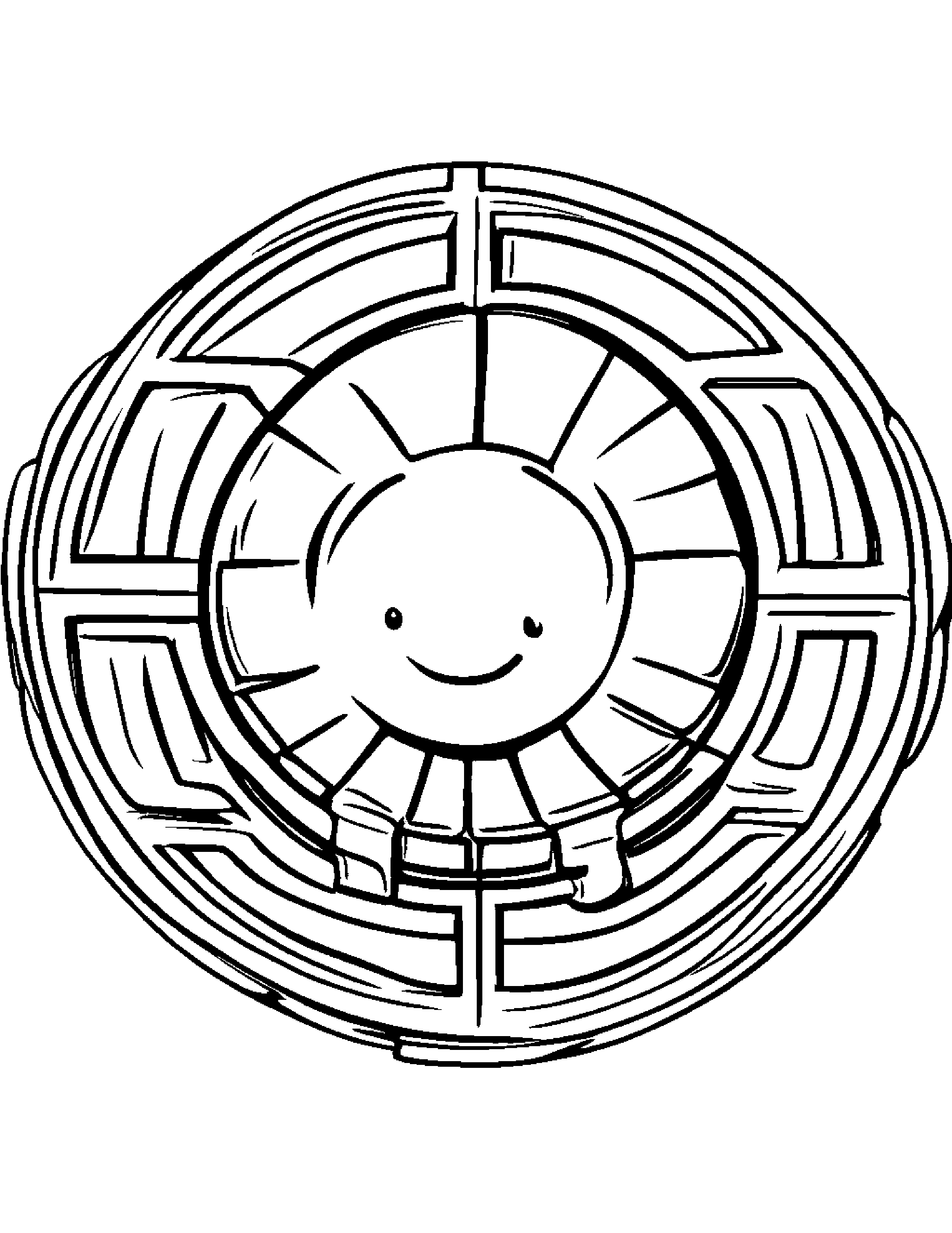 Waffle With A Sunny Sticker Coloring Page (Free Printable PDF)