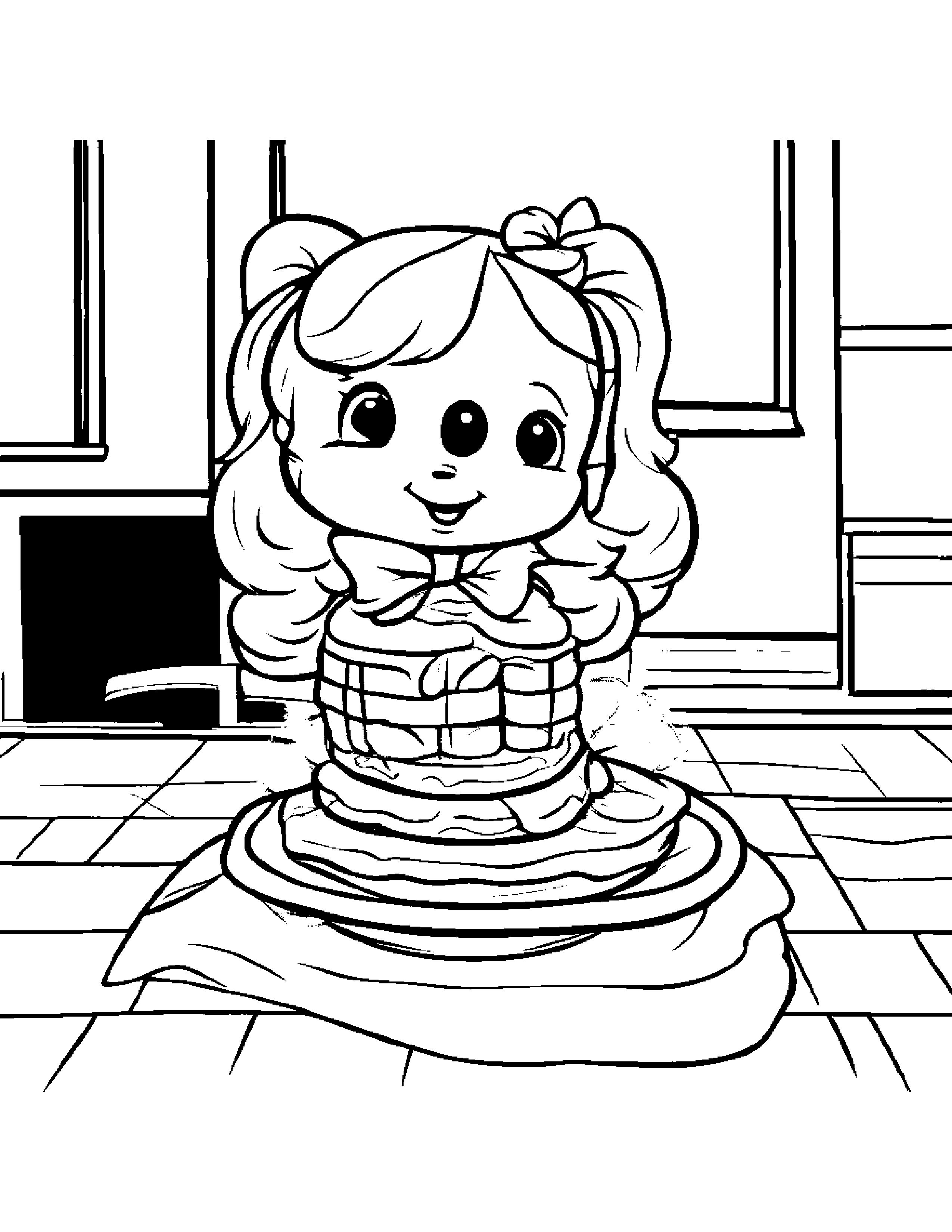 Waffle With A Tiny Bow In A Classroom Corner #3 Coloring Page (Free Printable PDF)