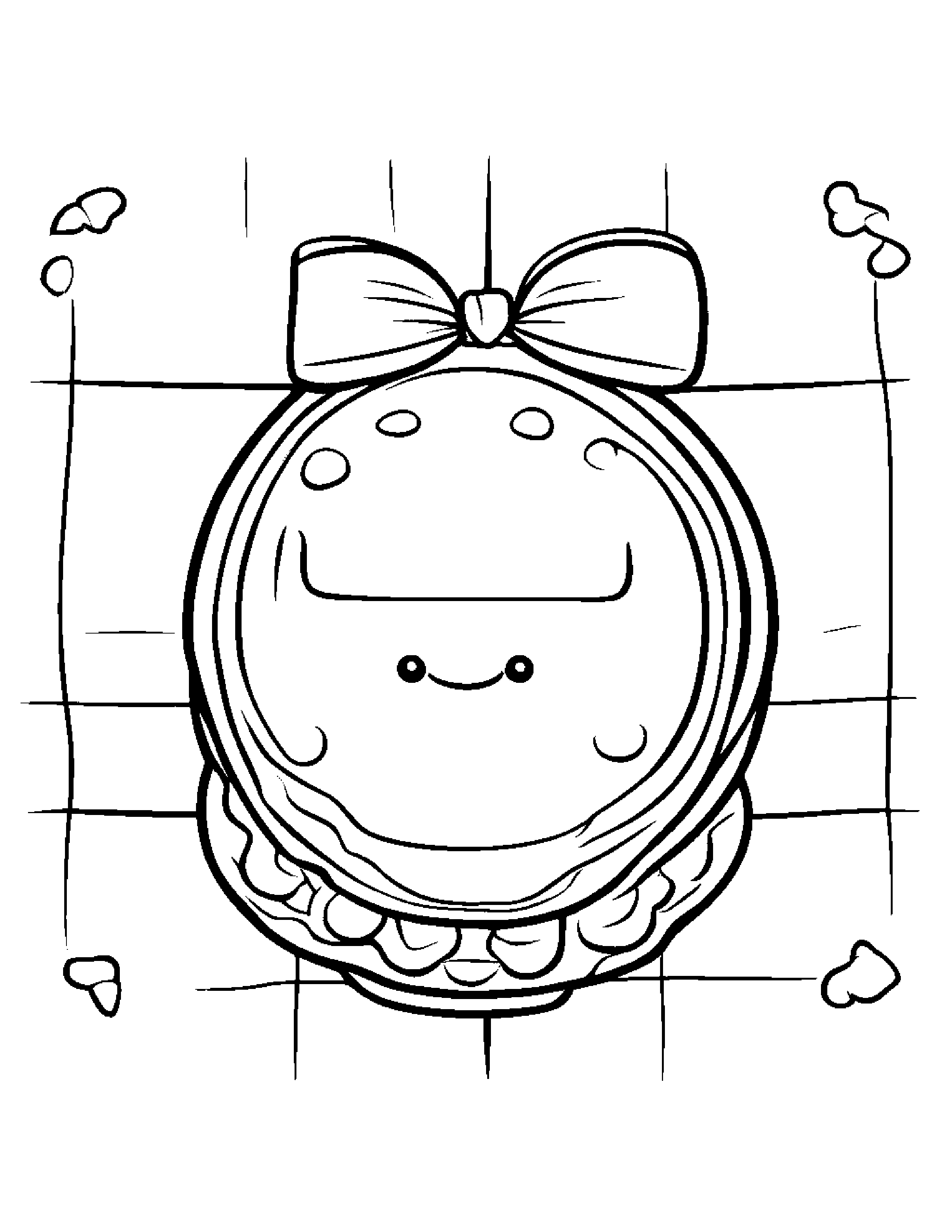 Waffle With A Tiny Bow Coloring Page (Free Printable PDF)