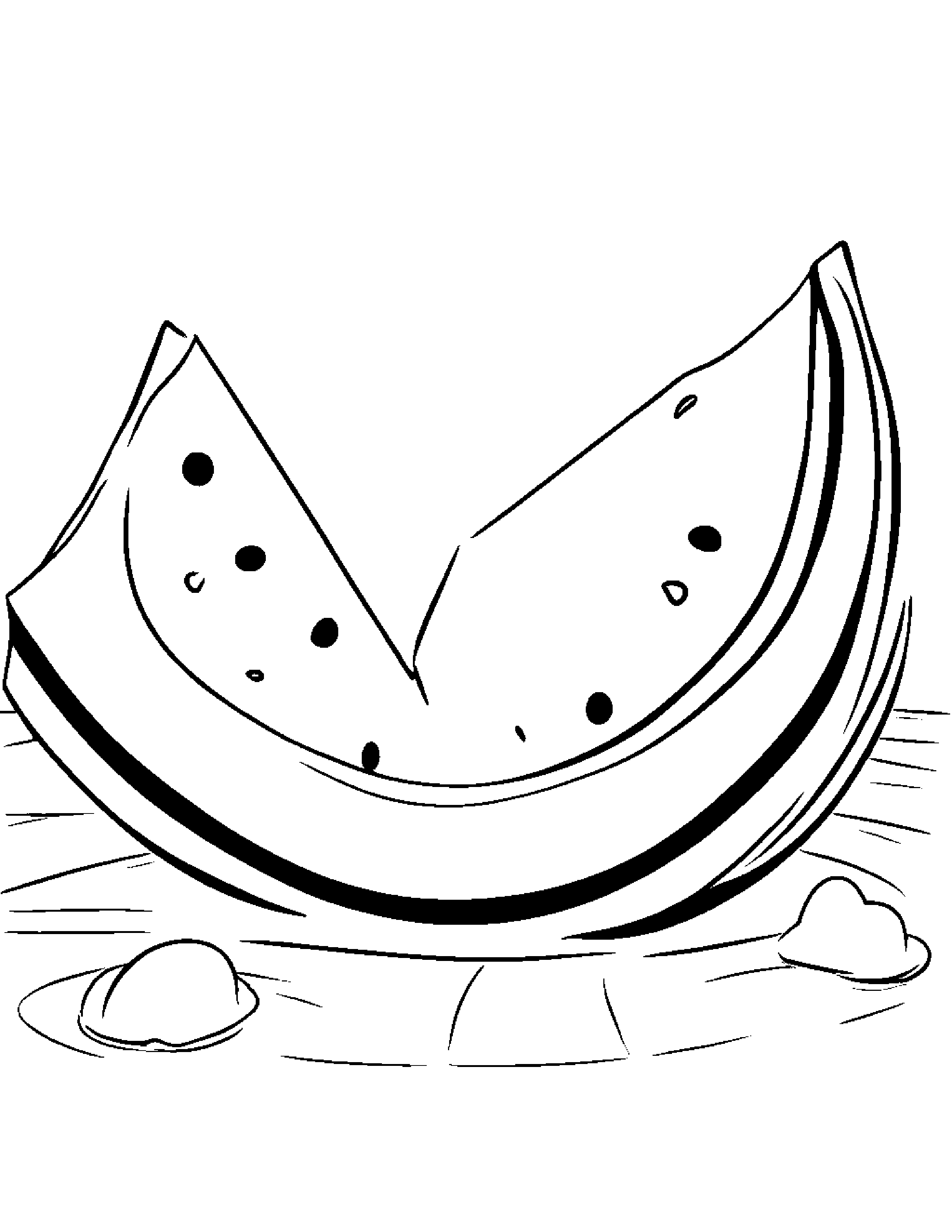 Watermelon Slice With A Little Heart At The Playground #2 Coloring Page (Free Printable PDF)