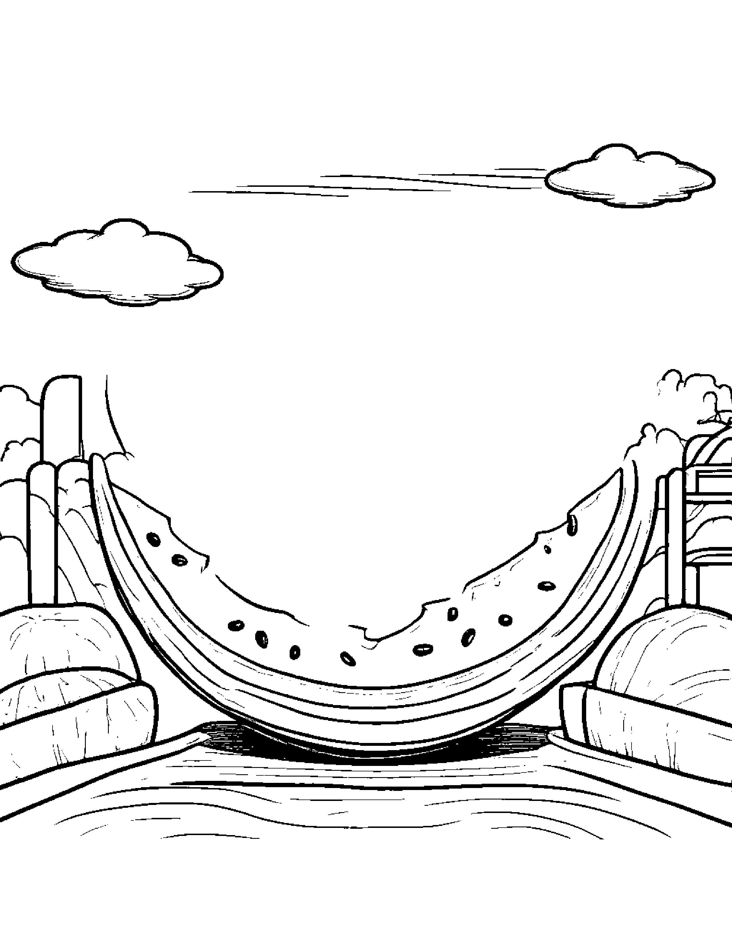 Watermelon Slice With A Little Heart At The Playground Coloring Page (Free Printable PDF)