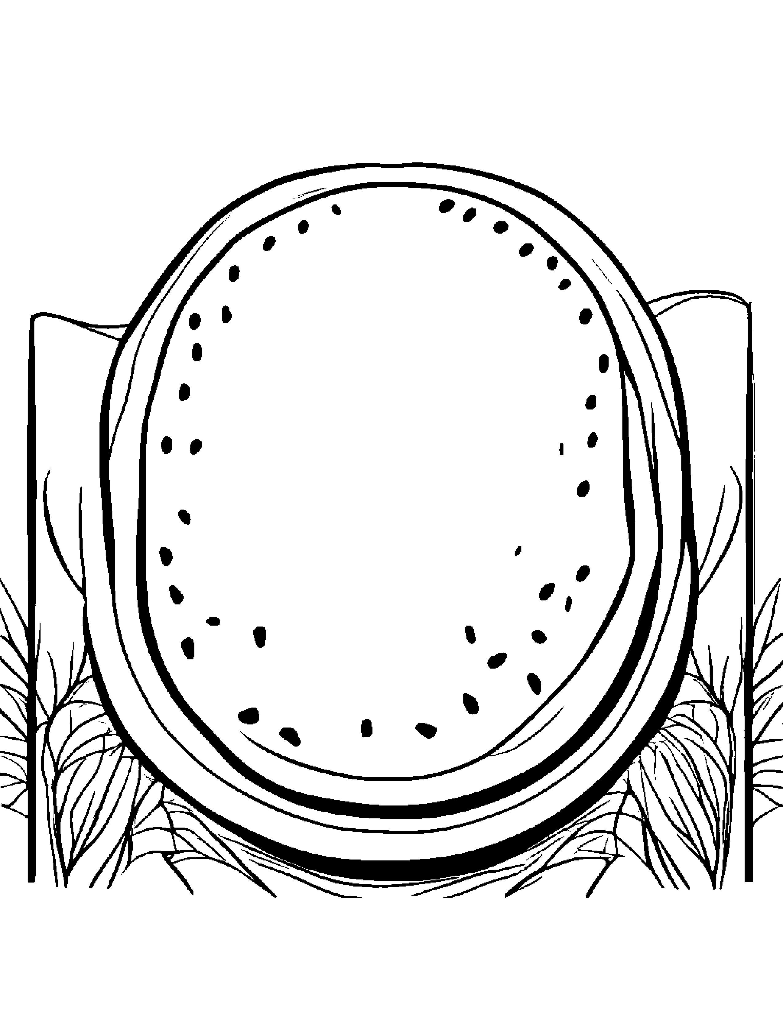 Watermelon Slice With A Ribbon By A Little Tree #5 Coloring Page (Free Printable PDF)