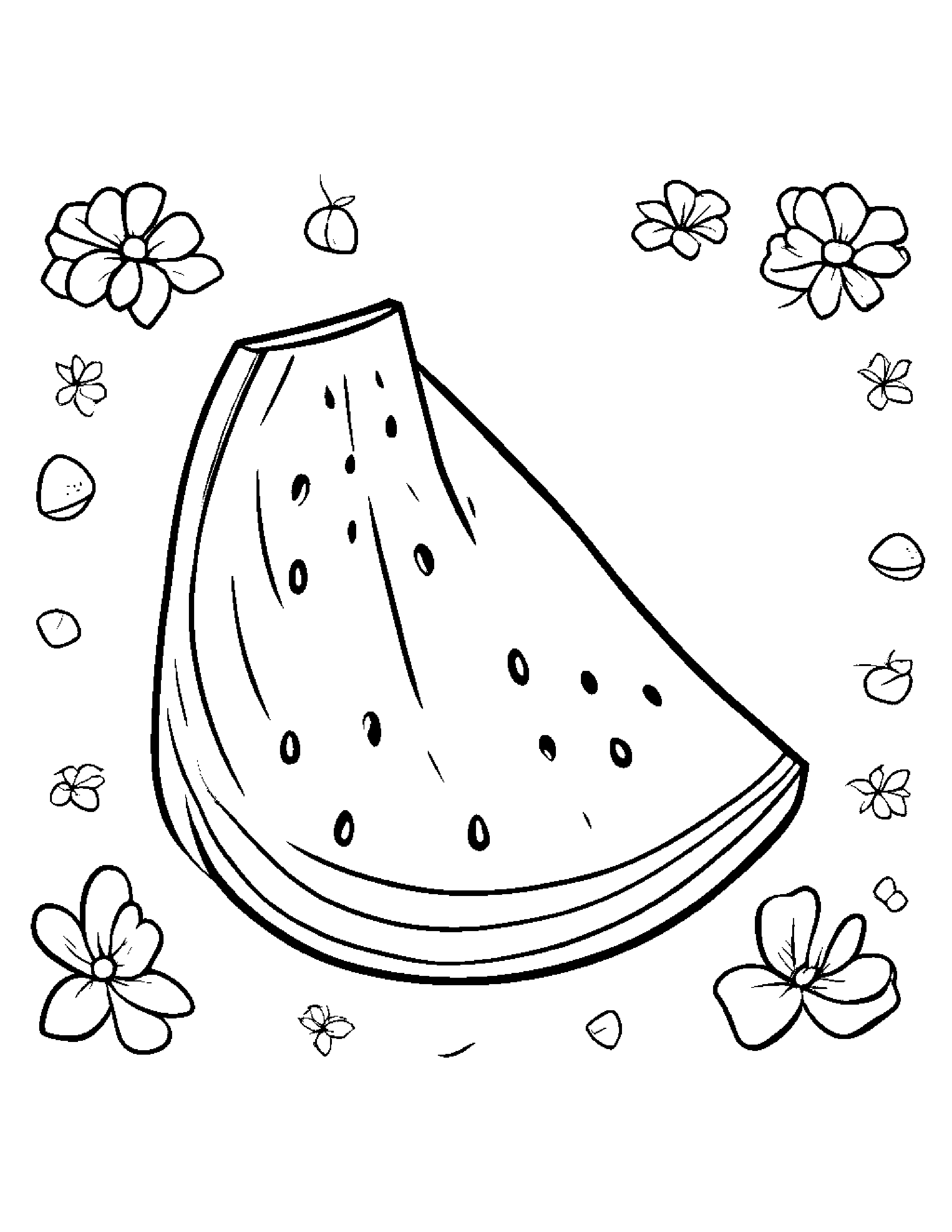 Watermelon Slice With A Tiny Bow #2 Coloring Page (Free Printable PDF)