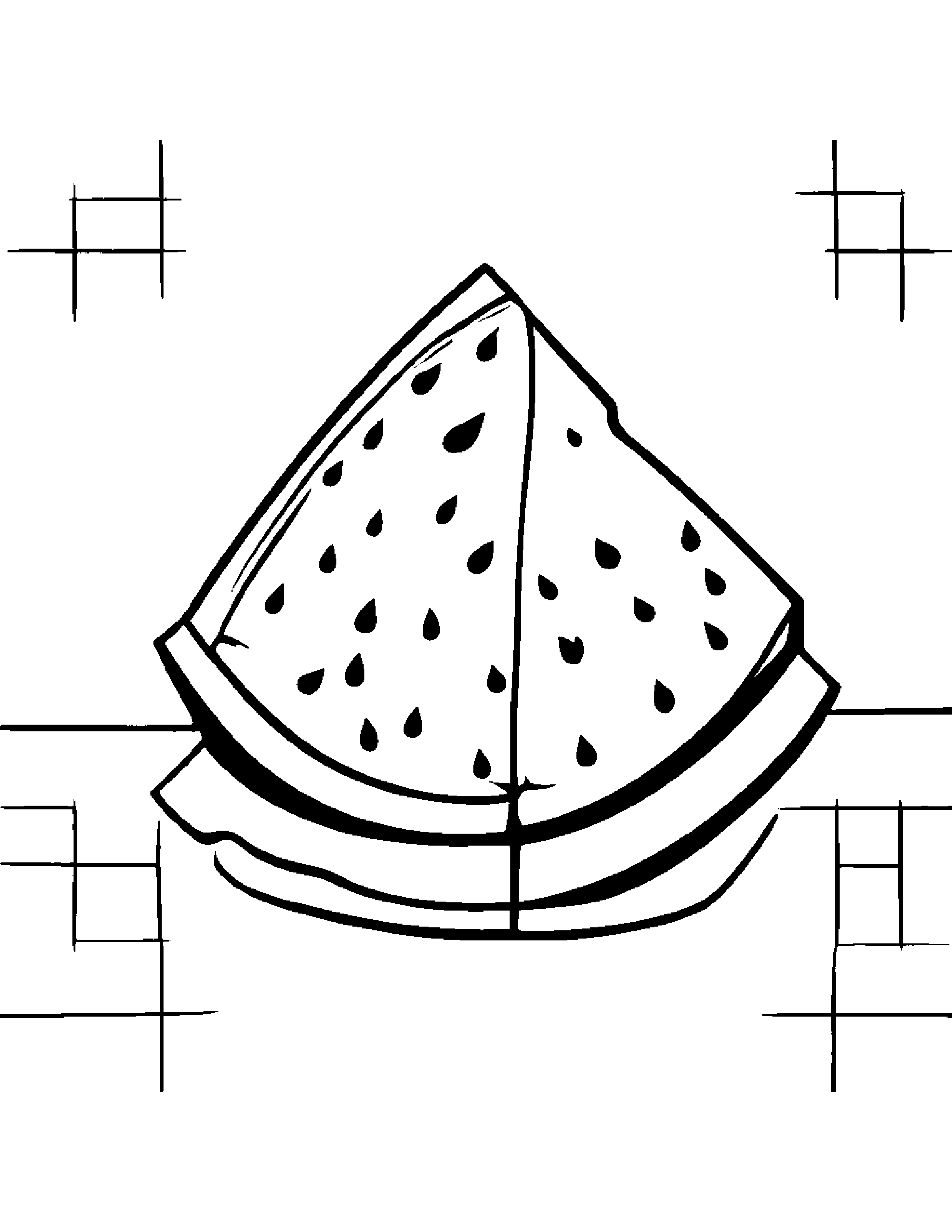 Watermelon Slice With A Tiny Bow In A Classroom Corner #3 Coloring Page (Free Printable PDF)