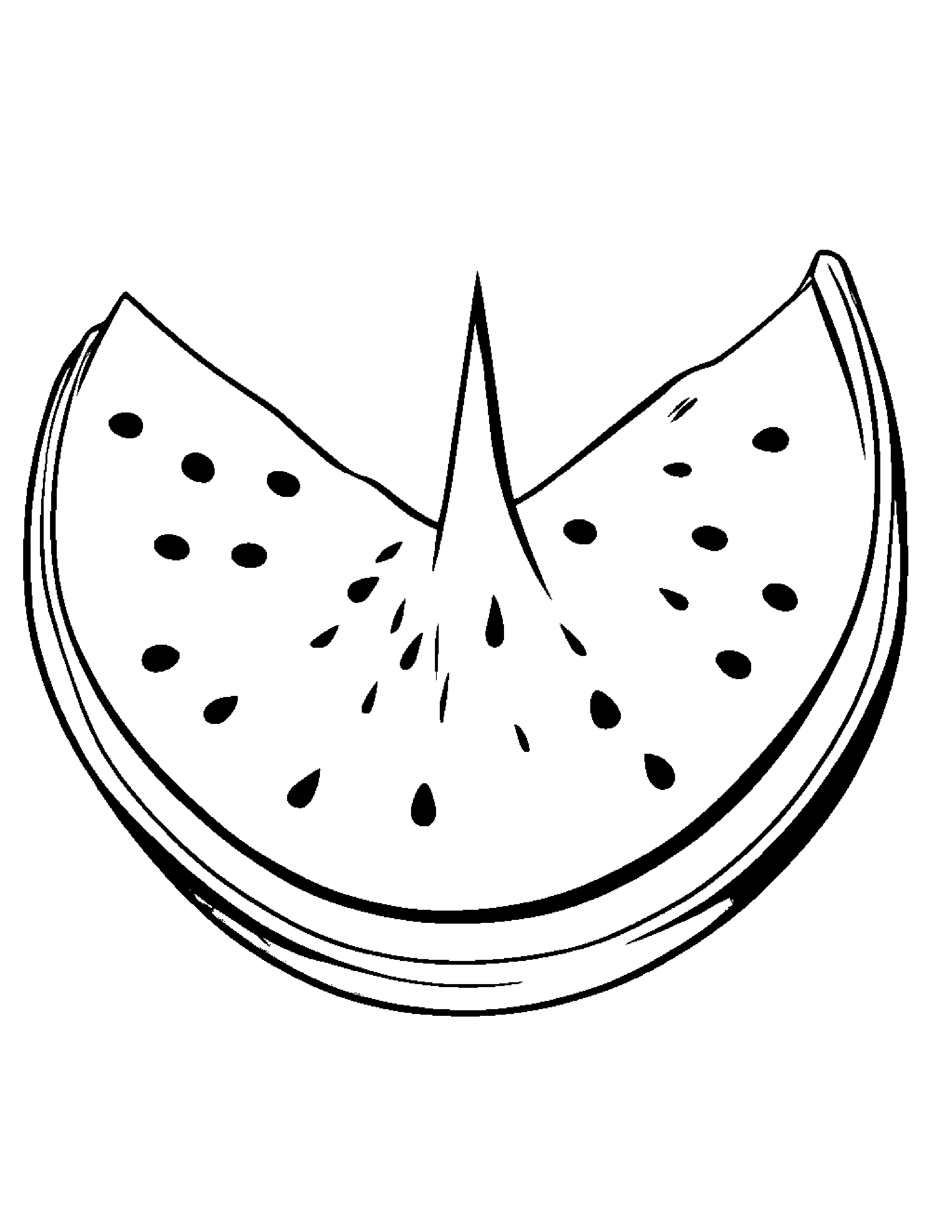 Watermelon Slice With A Tiny Bow Coloring Page (Free Printable PDF)