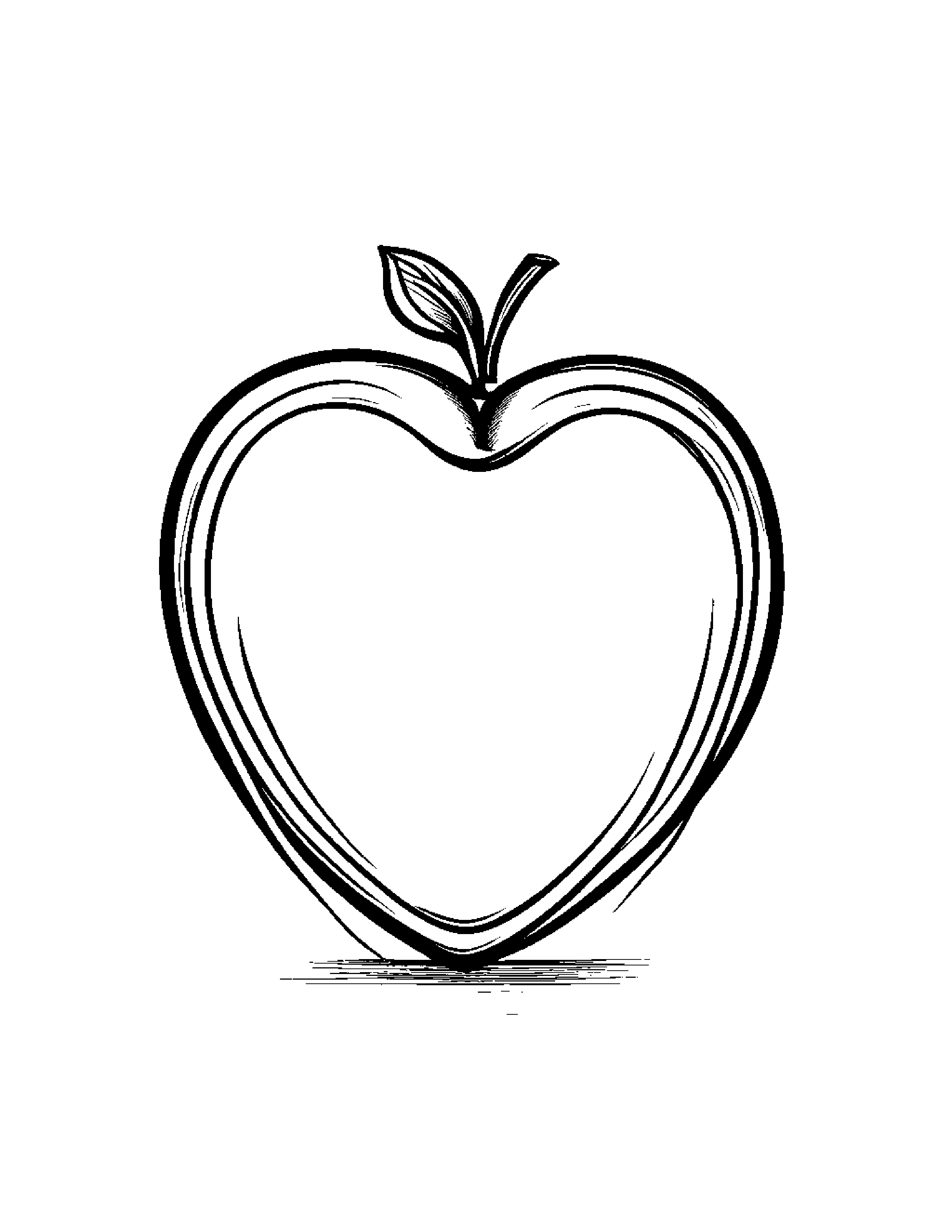 Apple Hugging A Heart Coloring Page (Free Printable PDF)