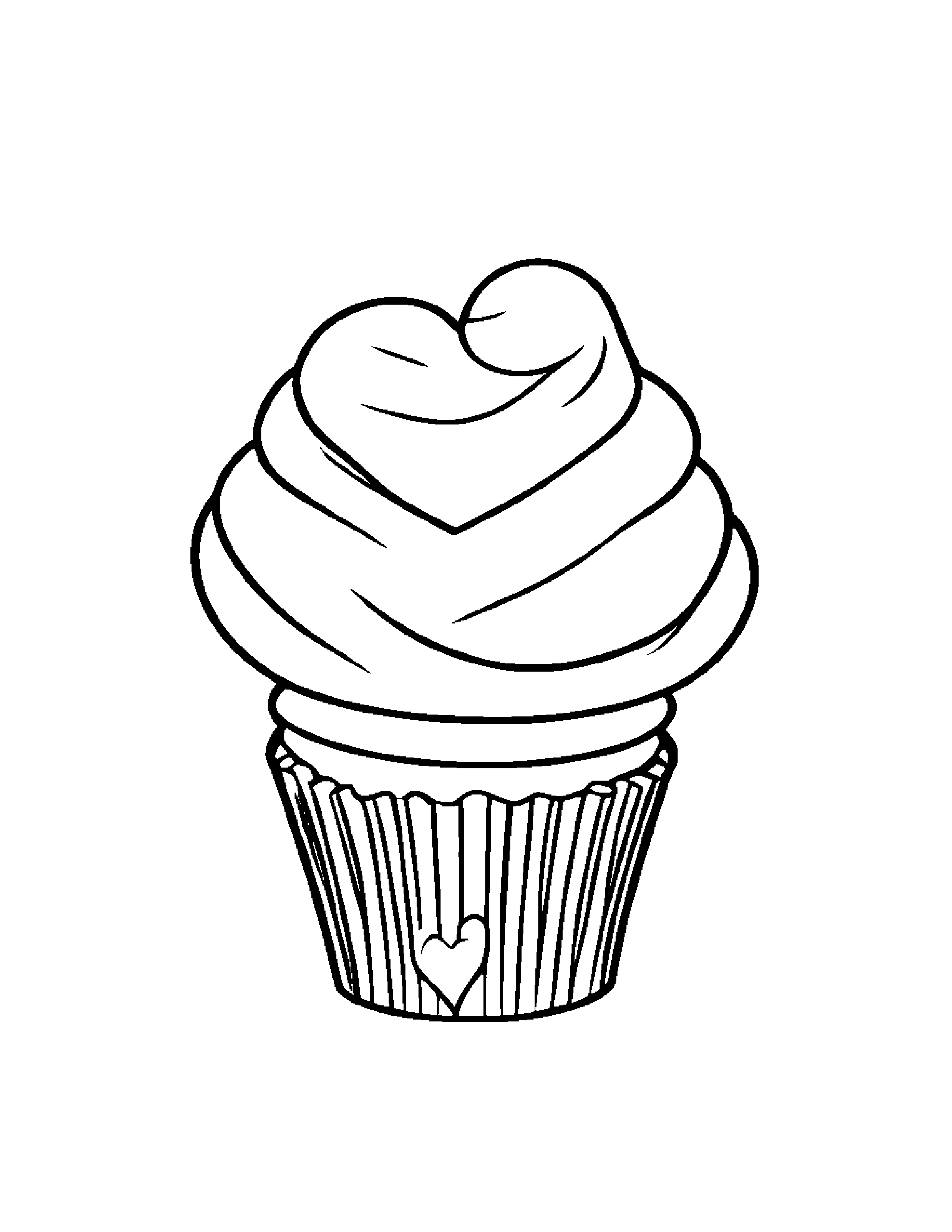 Cupcake Hugging A Heart #2 Coloring Page (Free Printable PDF)