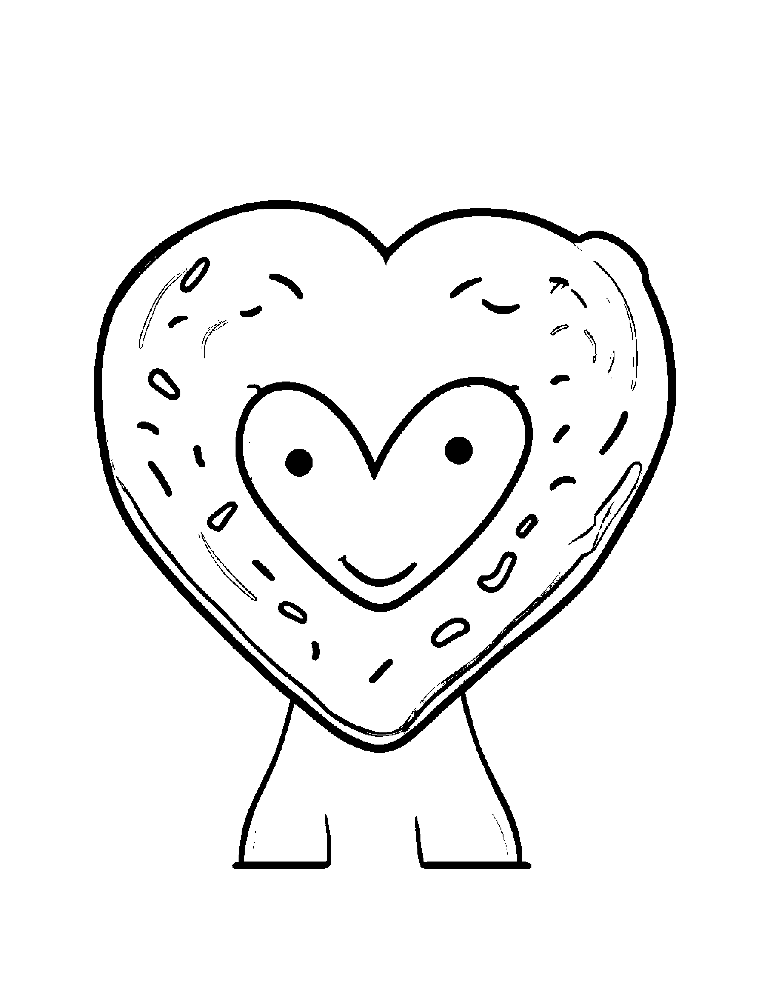 Donut Hugging A Heart #2 Coloring Page (Free Printable PDF)