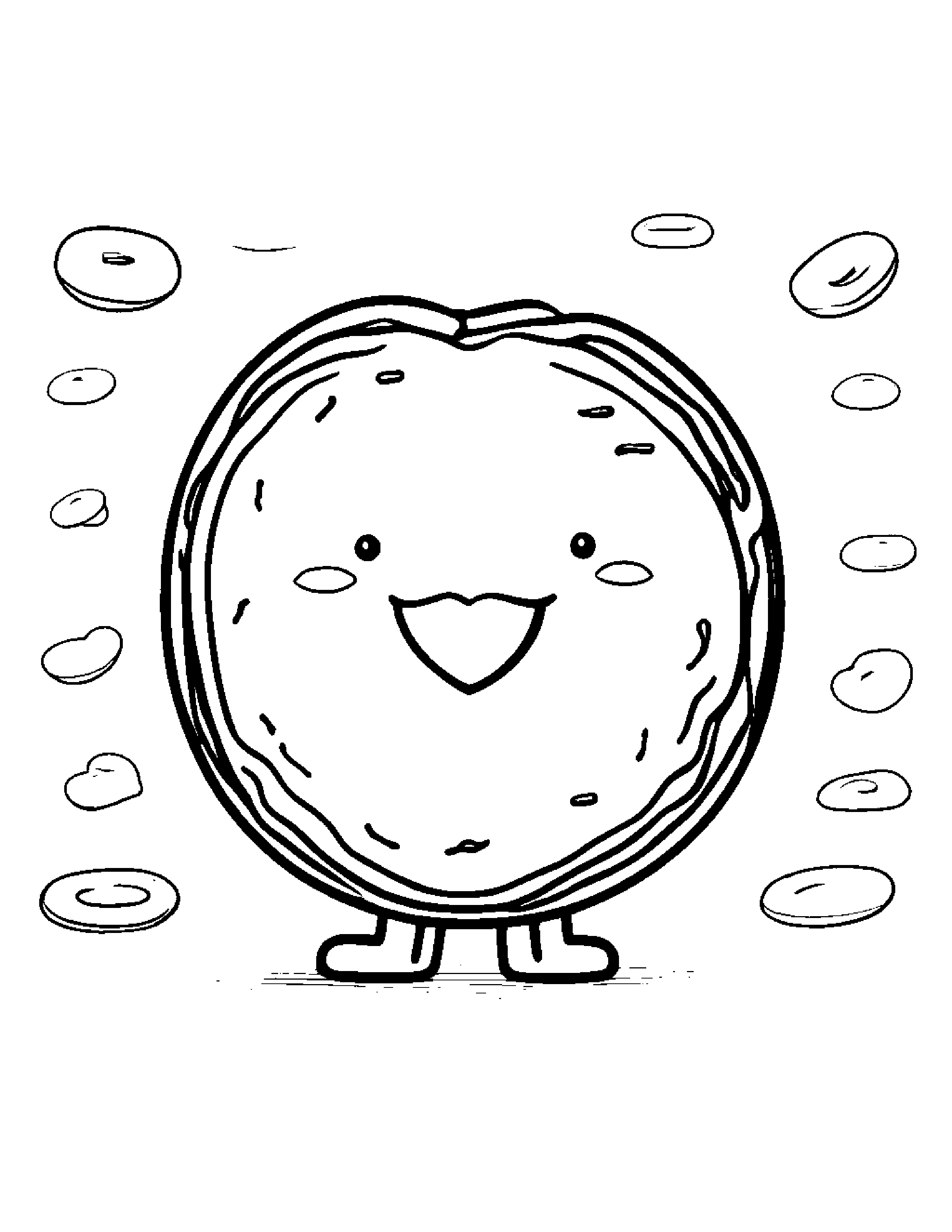 Donut Hugging A Heart Coloring Page (Free Printable PDF)