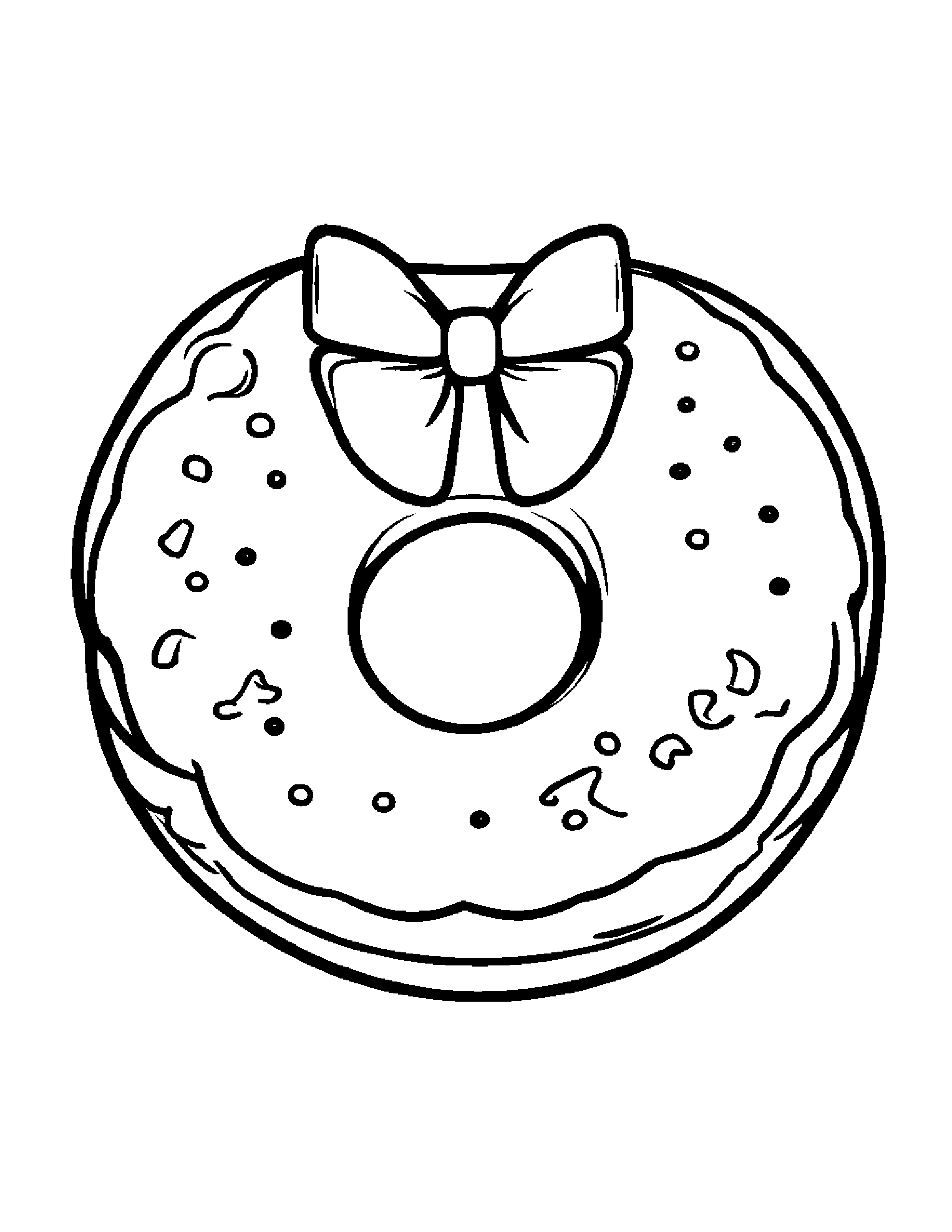 Donut With A Bow #2 Coloring Page (Free Printable PDF)