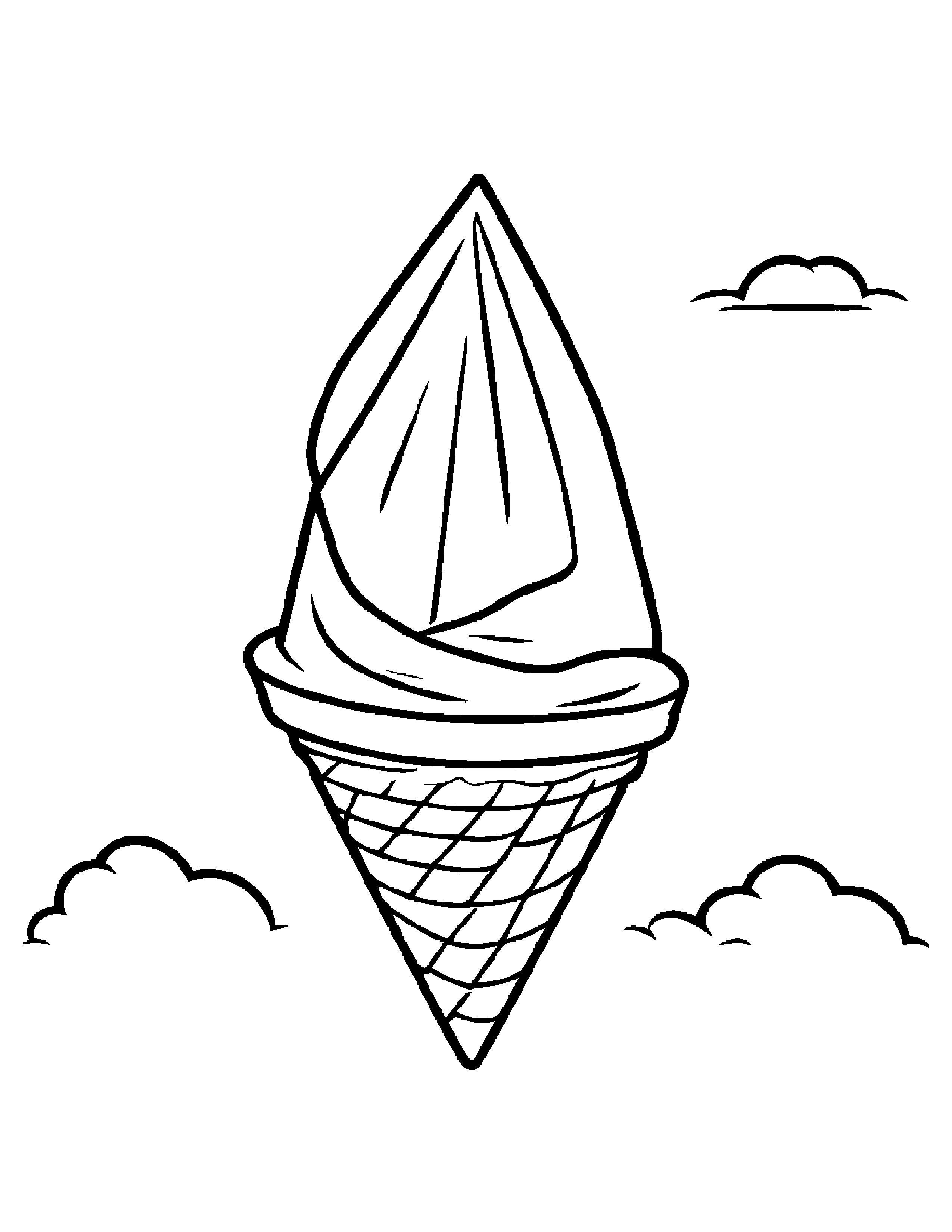 Ice Cream Cone With A Kite #2 Coloring Page (Free Printable PDF)